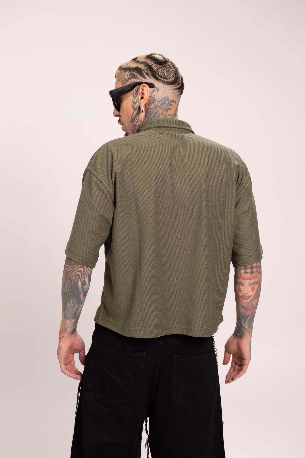 Camiseta Polo Boxy Fit con Media Cremallera para Hombre - Camisa Polo Oversize Texturizada Half-Zip Manga Corta Estilo Streetwear Minimal