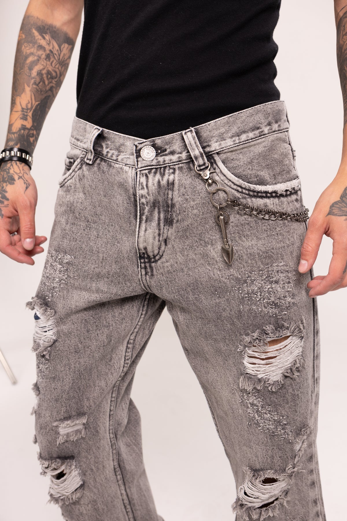 Jean Distressed Ripped para Hombre - Pantalón Baggy con Rotos Grunge Estilo Punk Streetwear