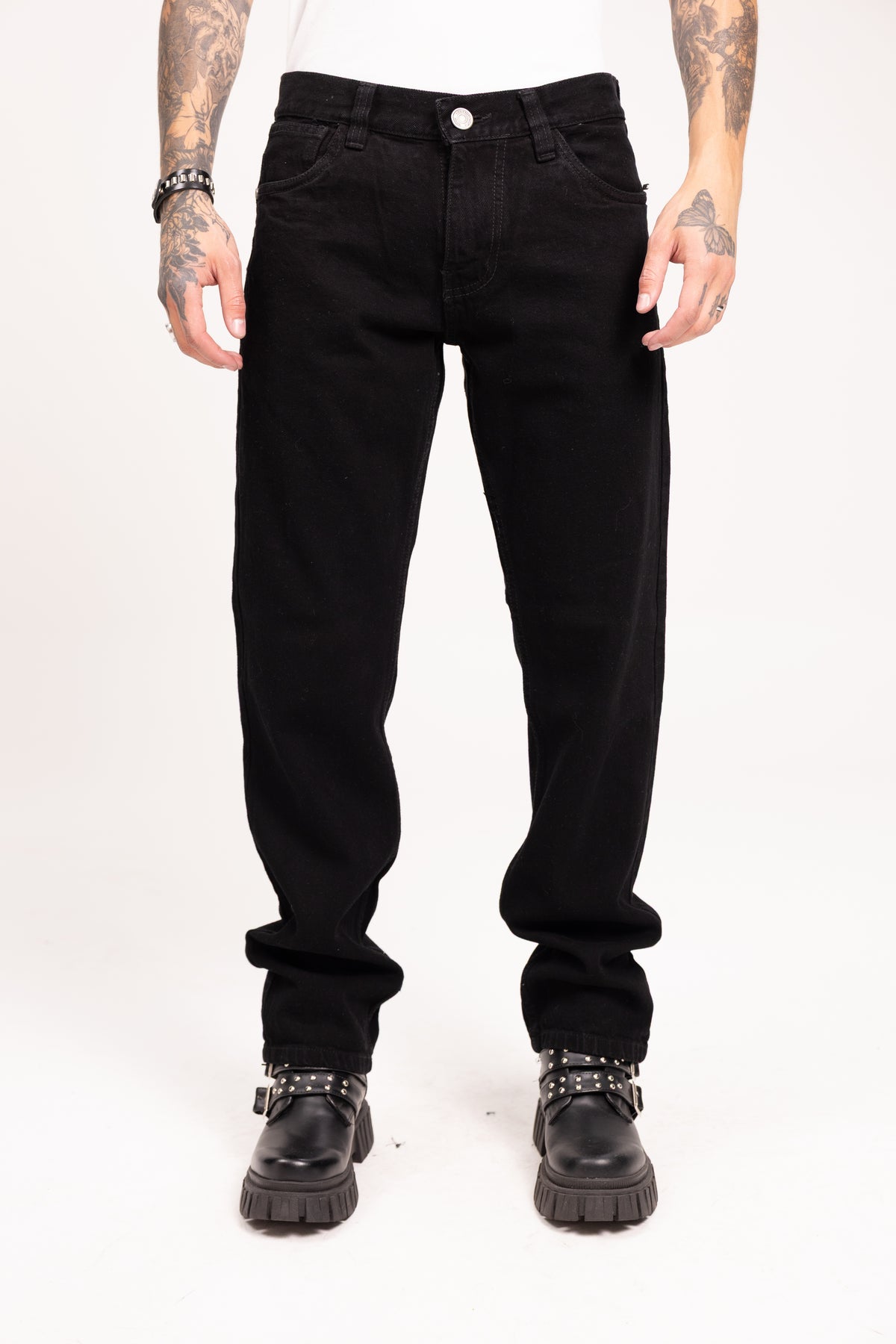 Jean Relaxed Fit para Hombre - Pantalón Denim  Sólido de Talle Cómodo Estilo Darkwear Urbano