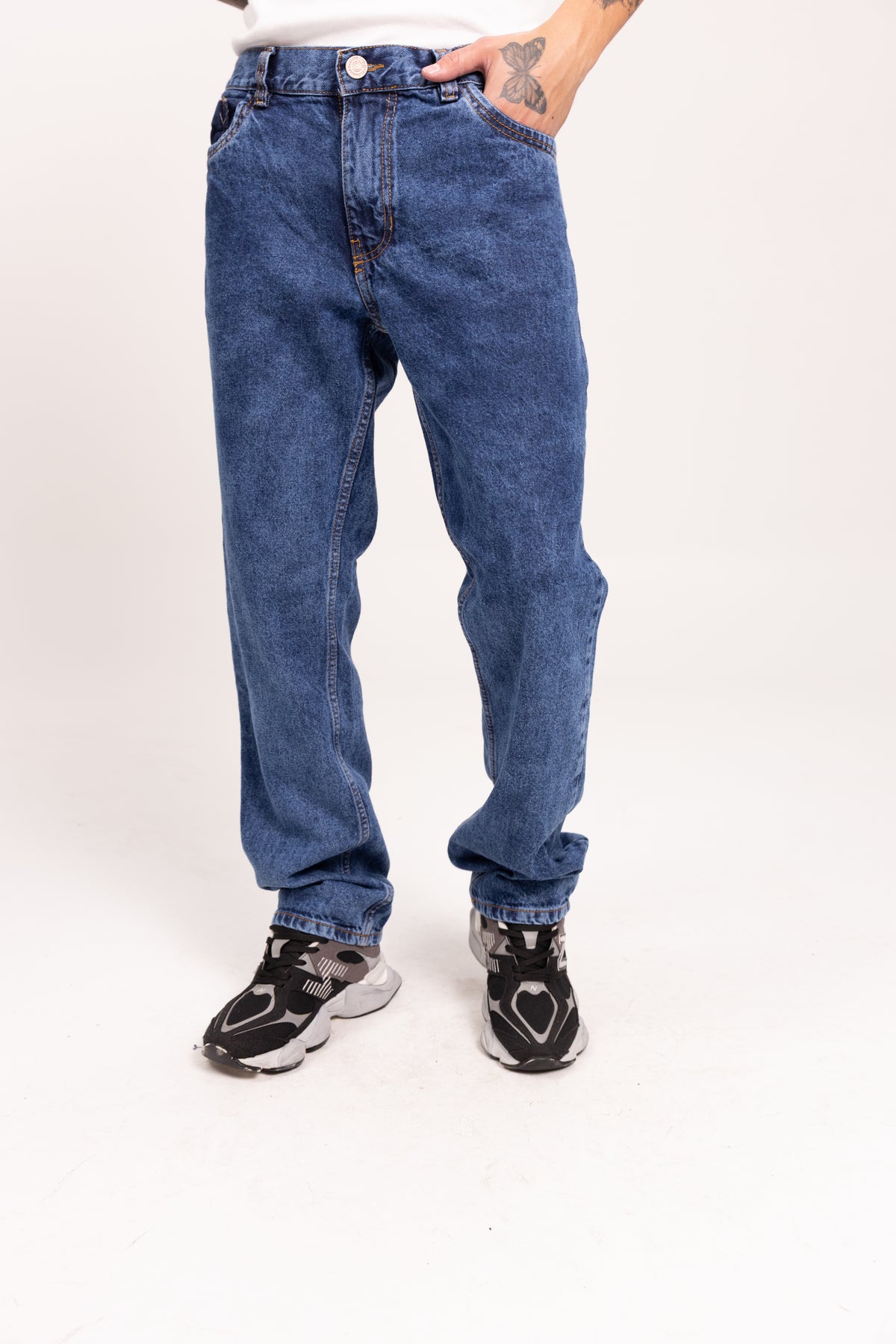 Jean Relaxed Fit para Hombre - Pantalón Denim Azul Claro Sólido de Corte Recto y Cómodo Estilo Streetwear Vintage