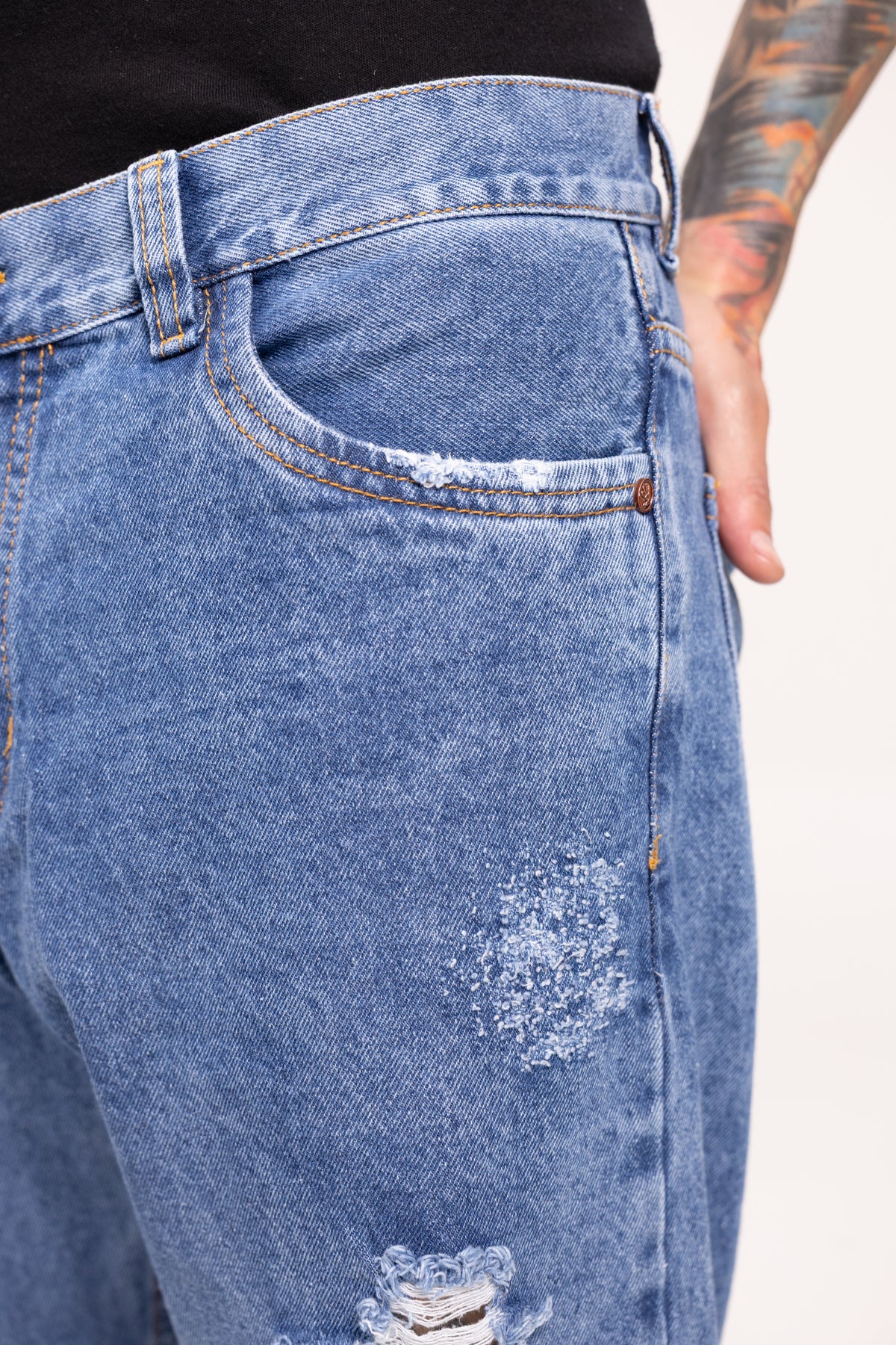 Jean Relaxed Fit Destroyer para Hombre - Pantalón Denim Roto con Desgastes Estilo Grunge Streetwear