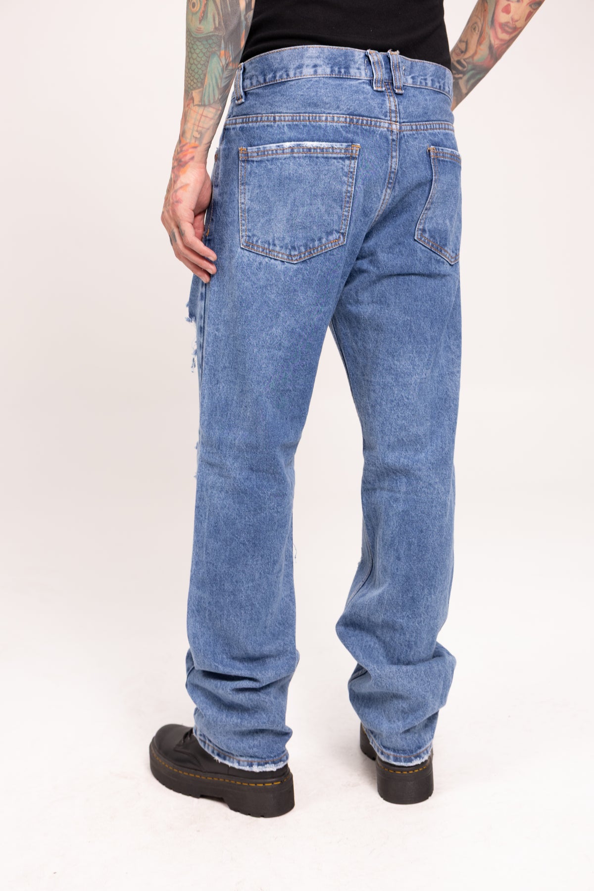 Jean Relaxed Fit Destroyer para Hombre - Pantalón Denim Roto con Desgastes Estilo Grunge Streetwear