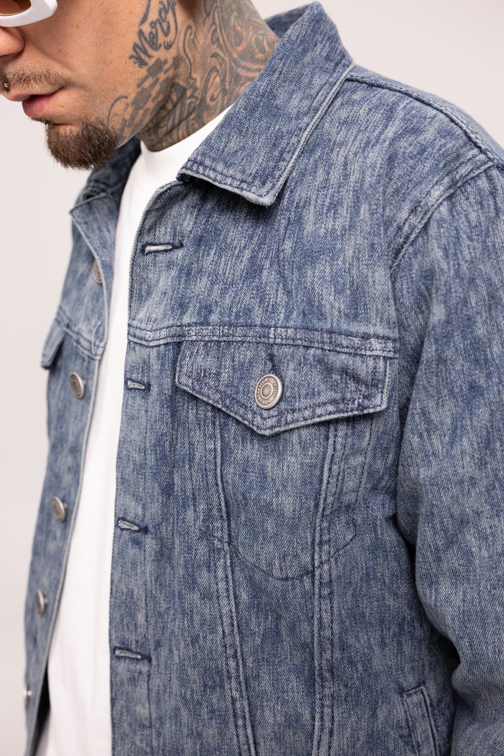 Chaqueta Denim Slim Fit Matrix para Hombre - Cazadora Jacquard Azul Estilo Cyberpunk Urbano