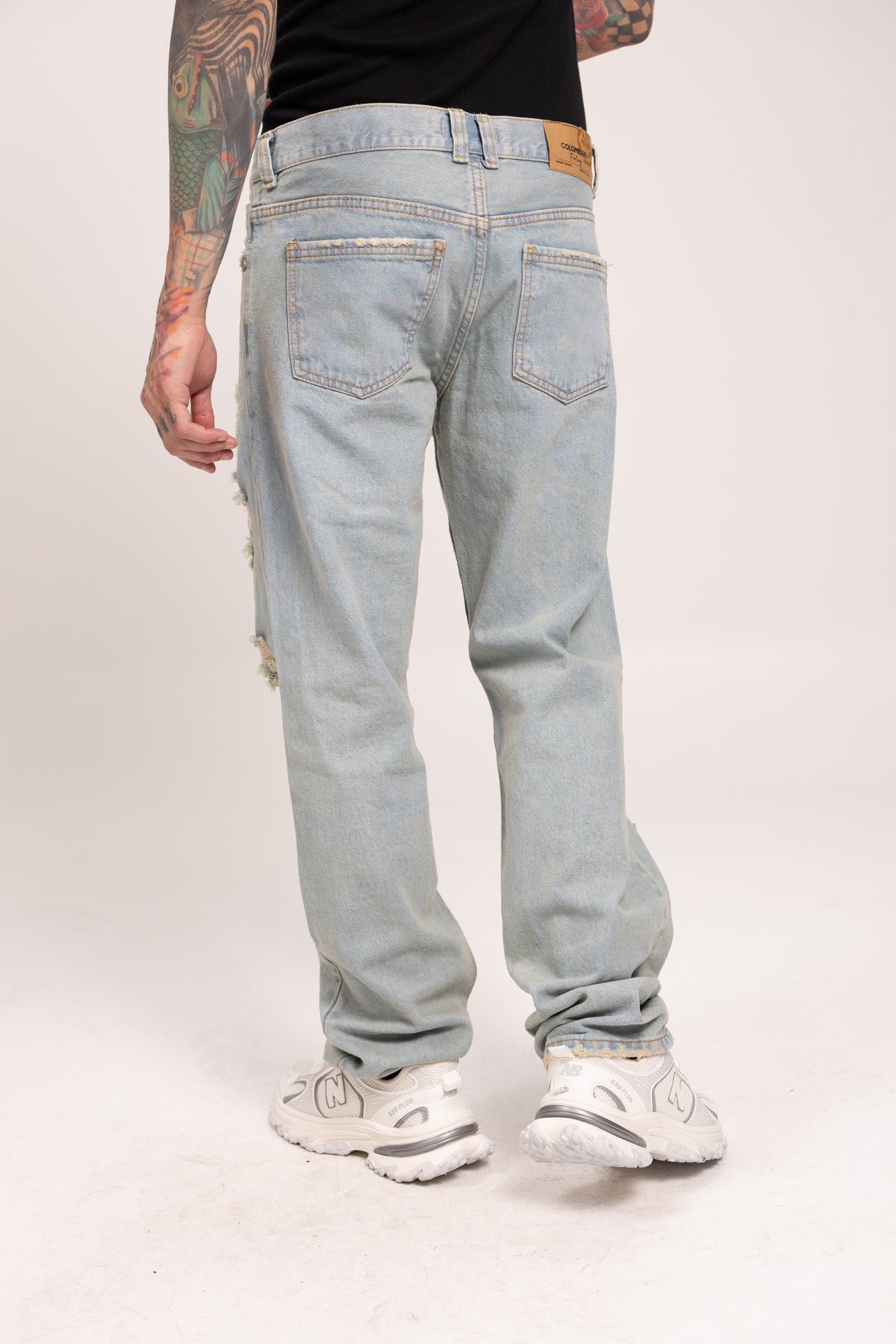 Jean Relaxed Fit para Hombre - Pantalón Denim Azul Claro Sólido de Corte Recto y Cómodo Estilo Streetwear Vintage
