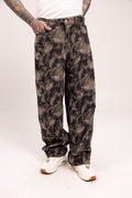 Pantalón Super Baggy Jacquard Camuflado para Hombre - Jean Texturizado Patrón Camo Urbano Estilo Streetwear de Autor