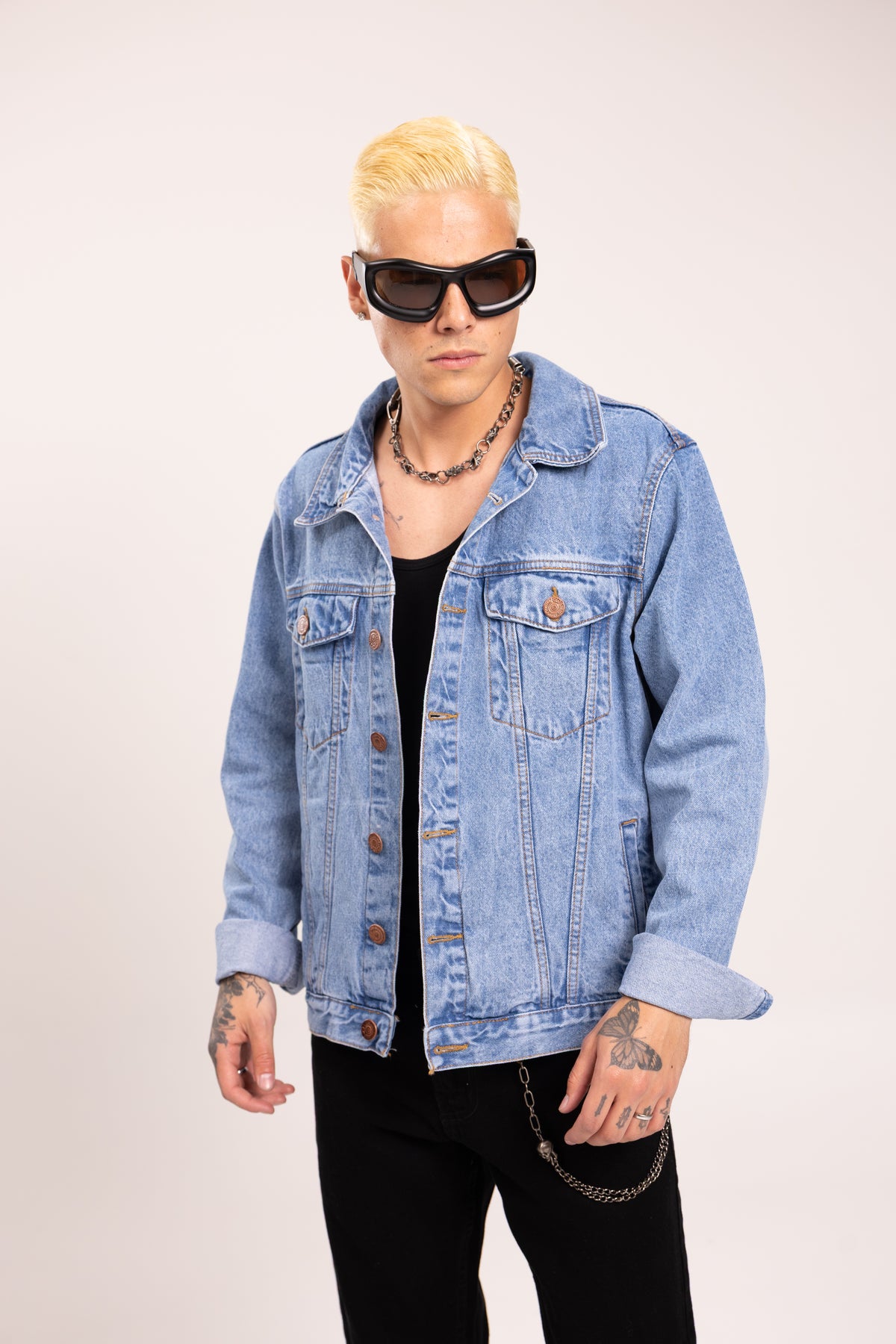Chaqueta Denim para Hombre - Cazadora de Mezclilla Oversize Lavado Clásico Trucker Jacket