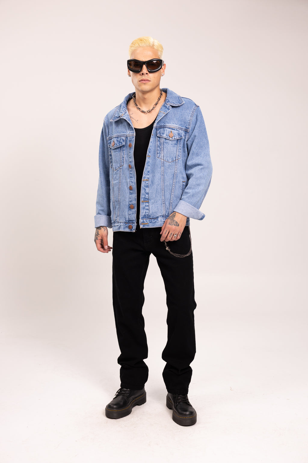 Chaqueta Denim para Hombre - Cazadora de Mezclilla Oversize Lavado Clásico Trucker Jacket