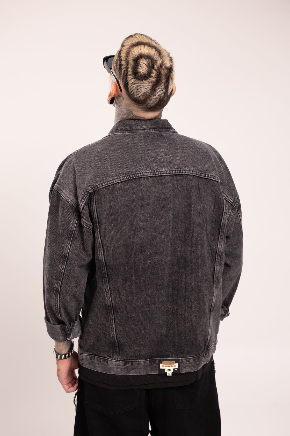 Chaqueta Denim para Hombre - Cazadora de Mezclilla Oversize Gris Carbón Estilo Streetwear