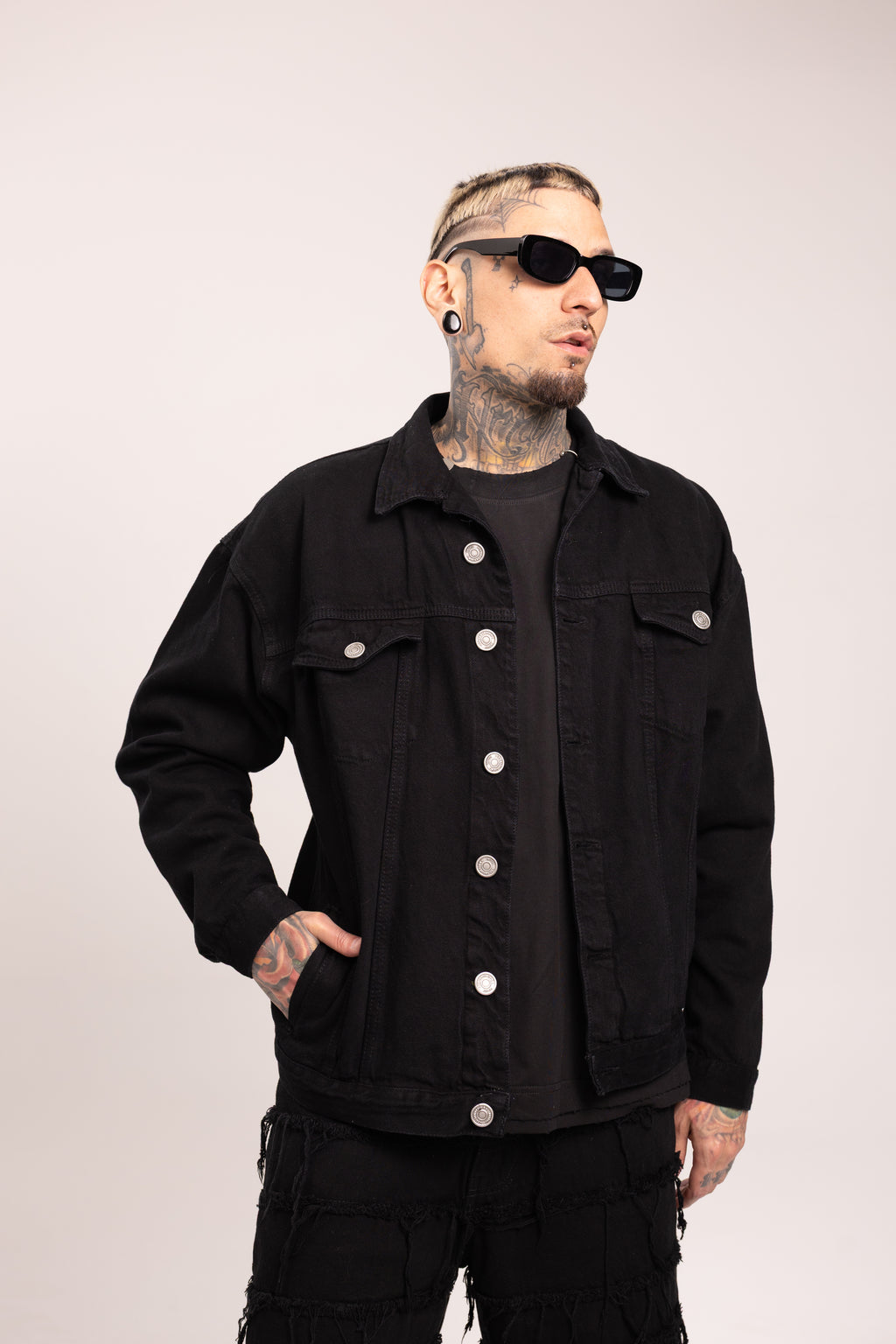 Chaqueta Denim para Hombre - Cazadora de Mezclilla Oversize Gris Carbón Estilo Streetwear