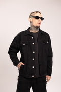 Chaqueta Denim para Hombre - Cazadora de Mezclilla Oversize Gris Carbón Estilo Streetwear