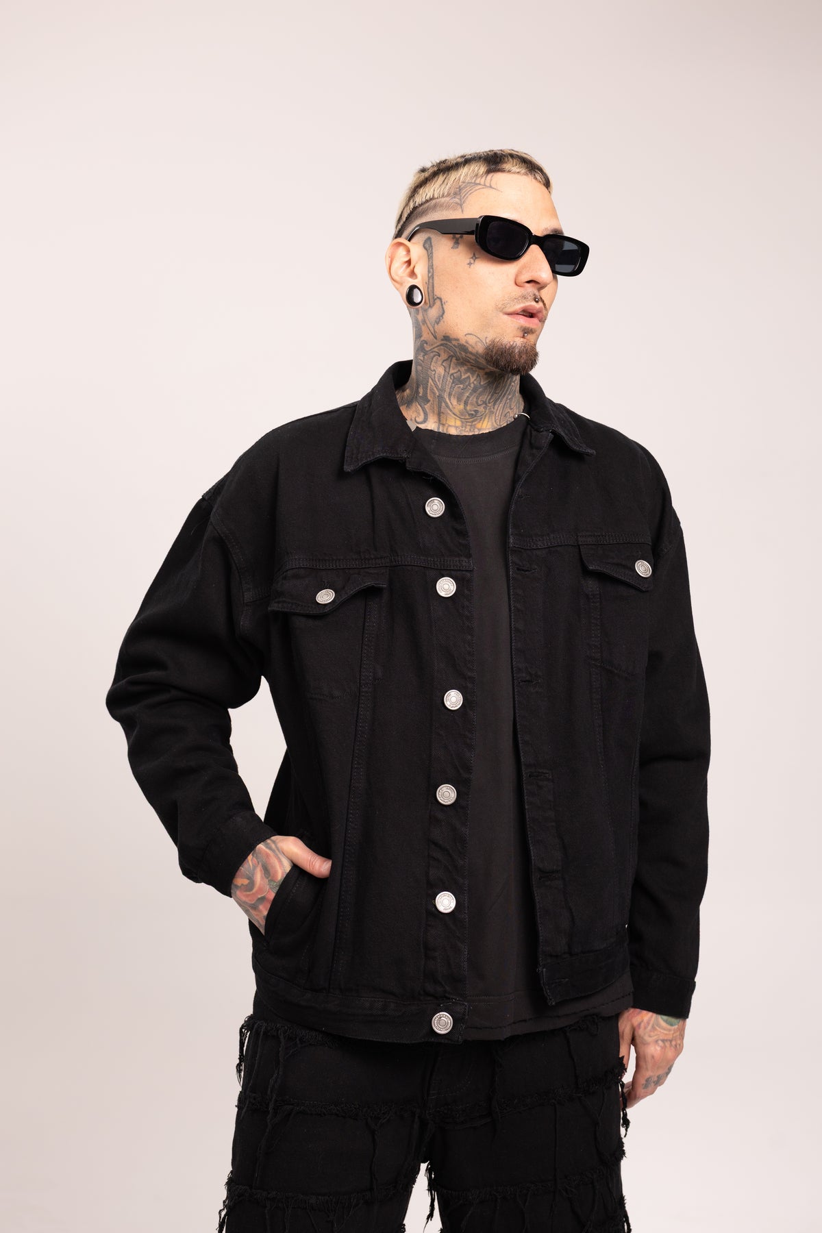 Chaqueta Denim para Hombre - Cazadora de Mezclilla Oversize Gris Carbón Estilo Streetwear