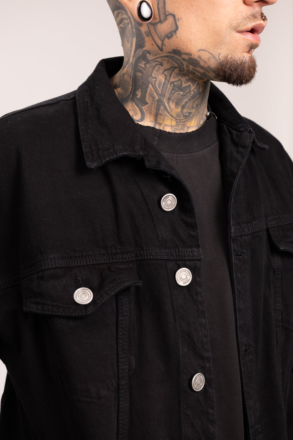 Chaqueta Denim para Hombre - Cazadora de Mezclilla Oversize Gris Carbón Estilo Streetwear