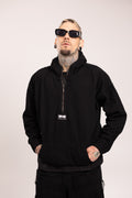 Hoodie Denim Lavado para Hombre - Buzo Anorak de Mezclilla Oversize Acid Wash con Media Cremallera