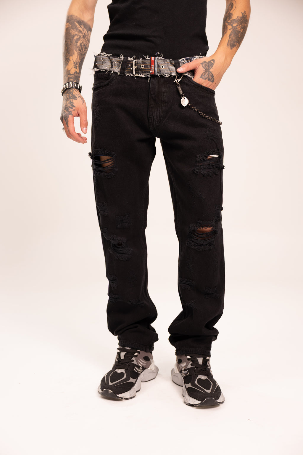 Jean Distressed Ripped para Hombre - Pantalón Baggy con Rotos Grunge Estilo Punk Streetwear