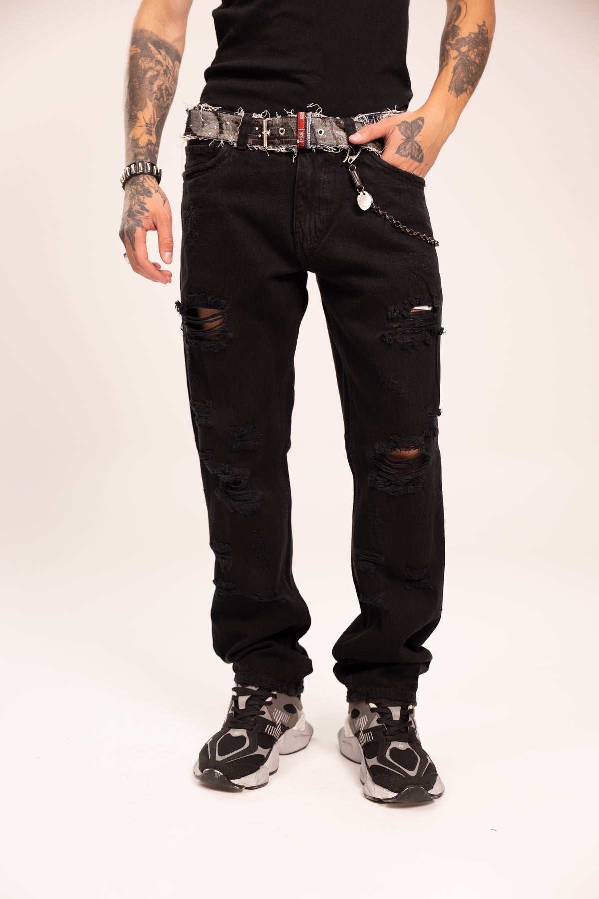 Jean Distressed Ripped para Hombre - Pantalón Baggy con Rotos Grunge Estilo Punk Streetwear