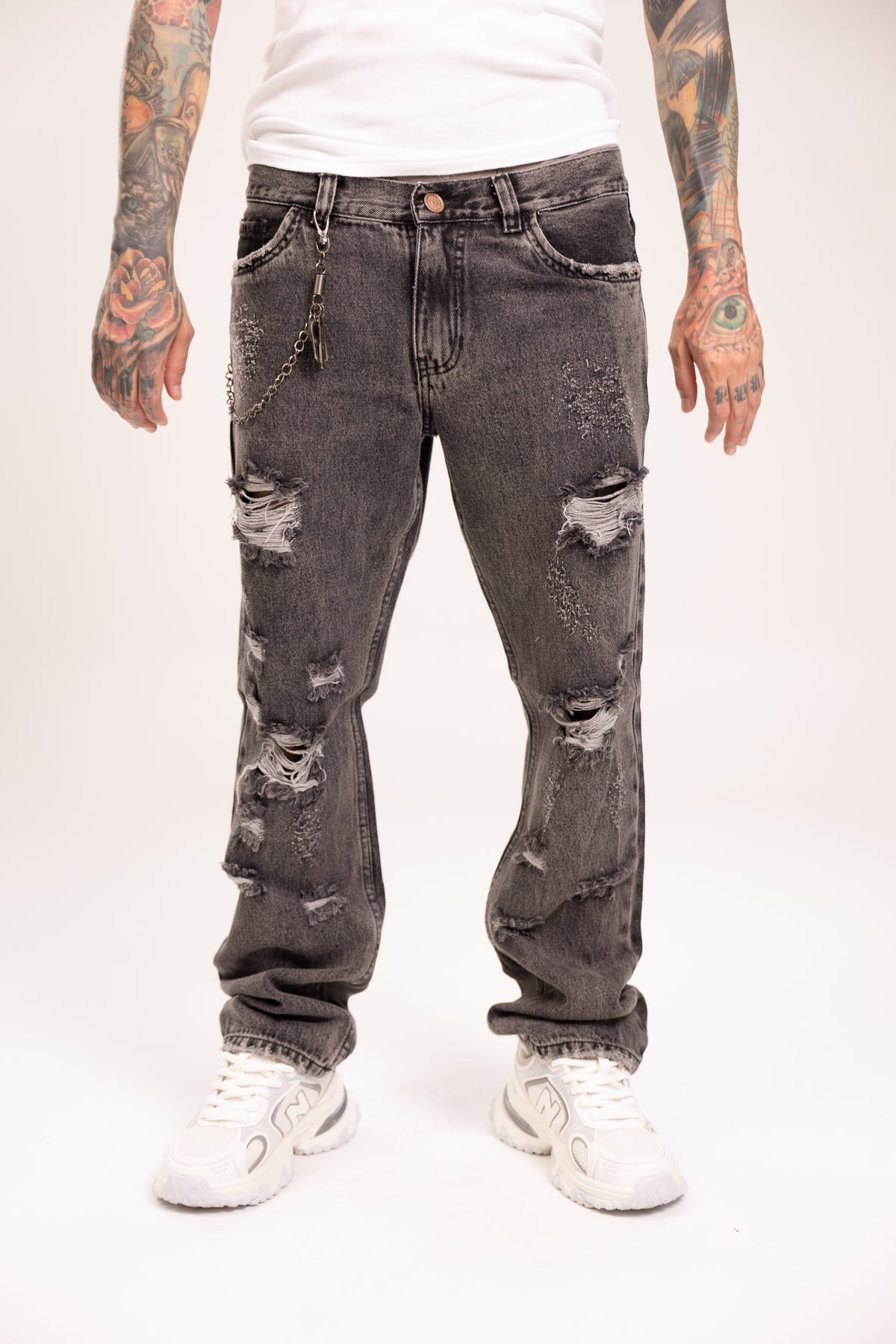 Jean Distressed Ripped para Hombre - Pantalón Baggy con Rotos Grunge Estilo Punk Streetwear