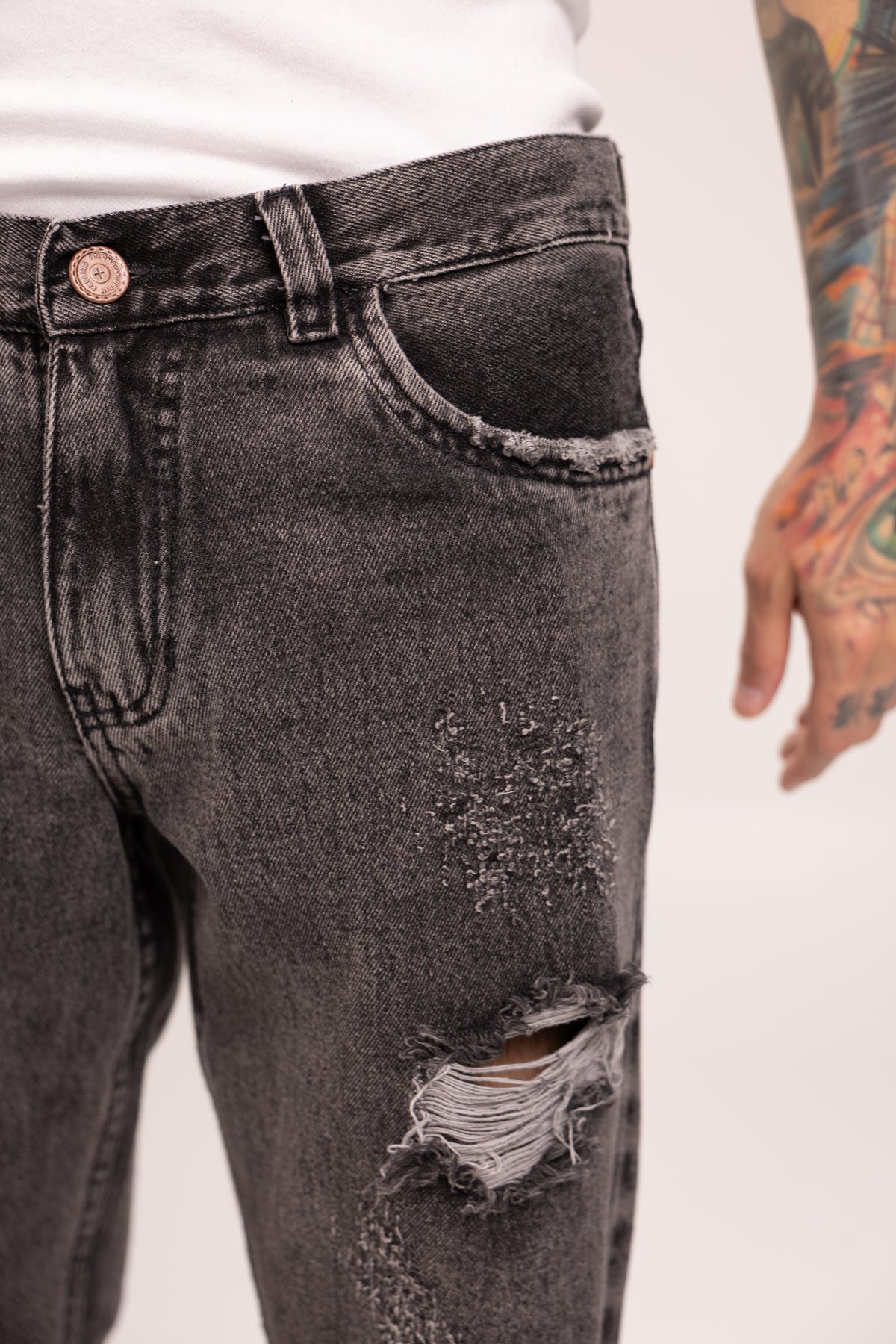 Jean Distressed Ripped para Hombre - Pantalón Baggy con Rotos Grunge Estilo Punk Streetwear