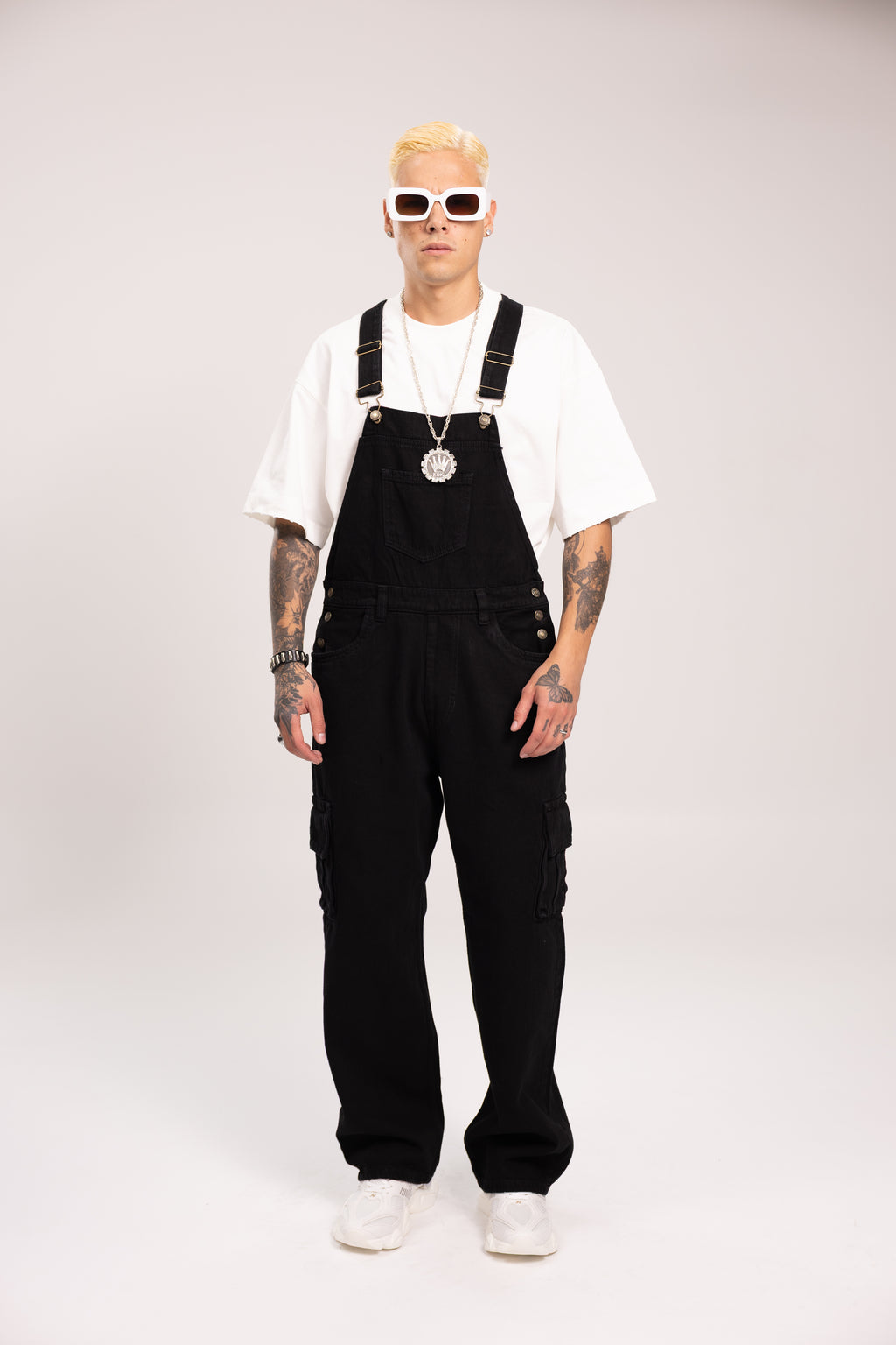 Overol Denim Cargo Negro Baggy para Hombre - Enterizo de Mezclilla Utilitario Darkwear Estilo Streetwear