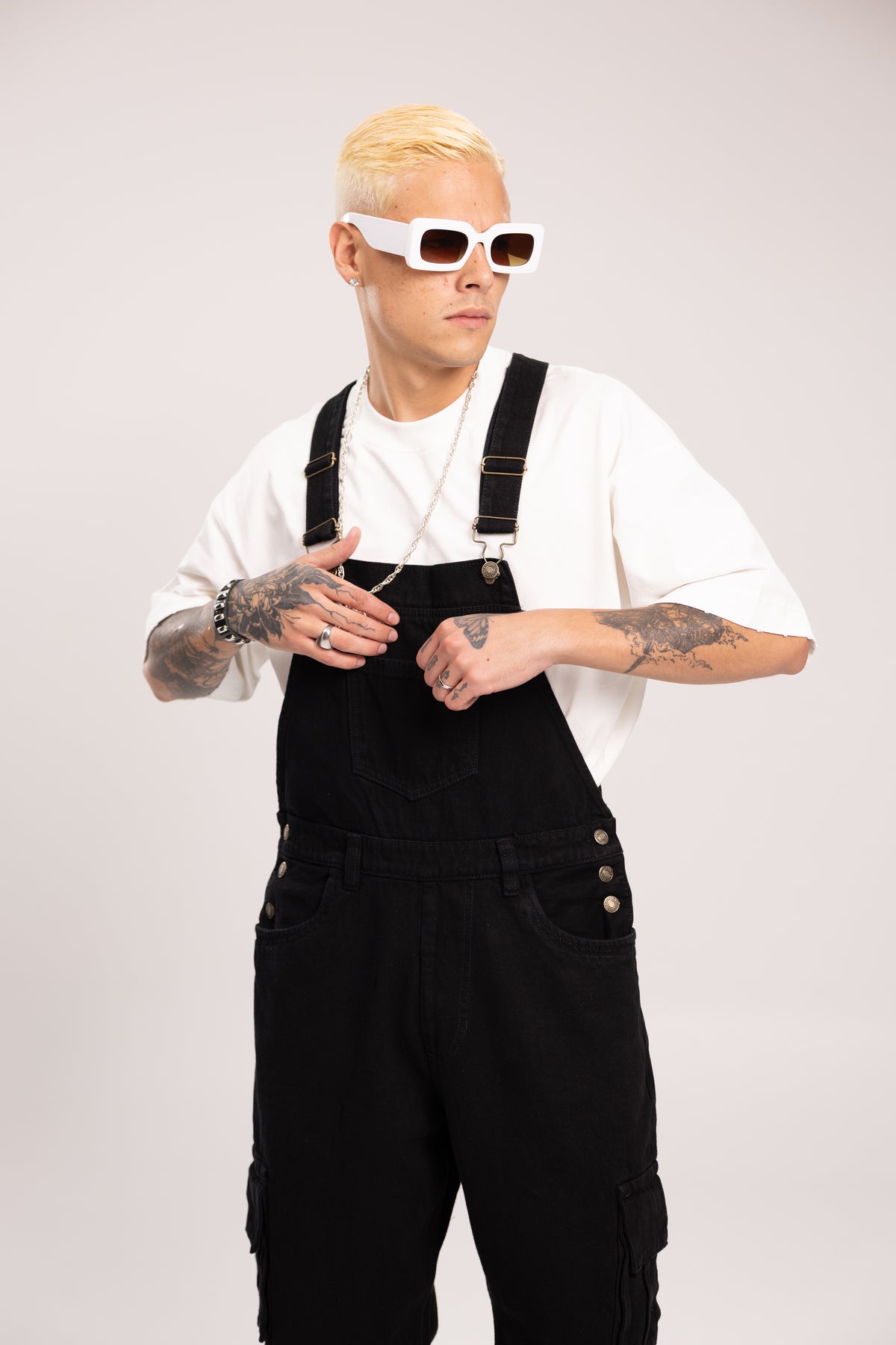 Overol Denim Cargo Negro Baggy para Hombre - Enterizo de Mezclilla Utilitario Darkwear Estilo Streetwear