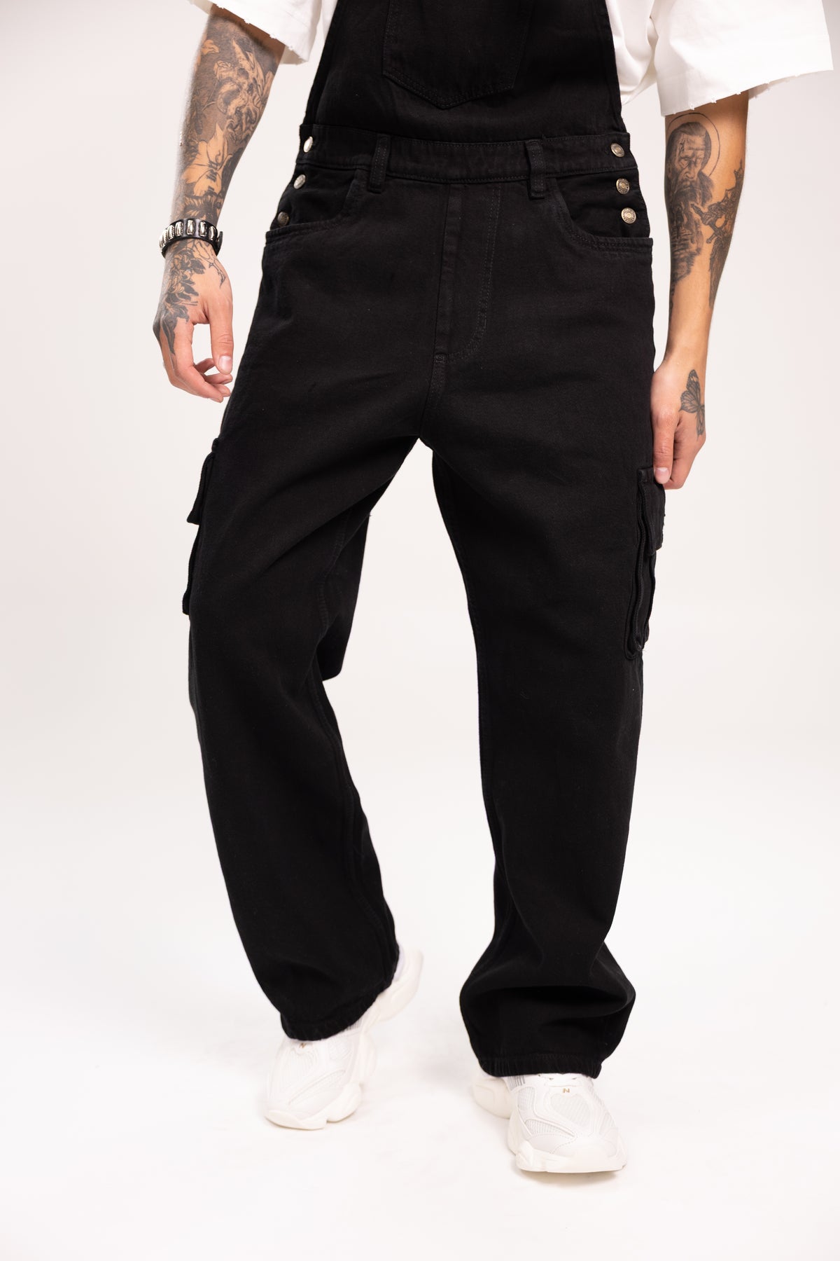 Overol Denim Cargo Negro Baggy para Hombre - Enterizo de Mezclilla Utilitario Darkwear Estilo Streetwear