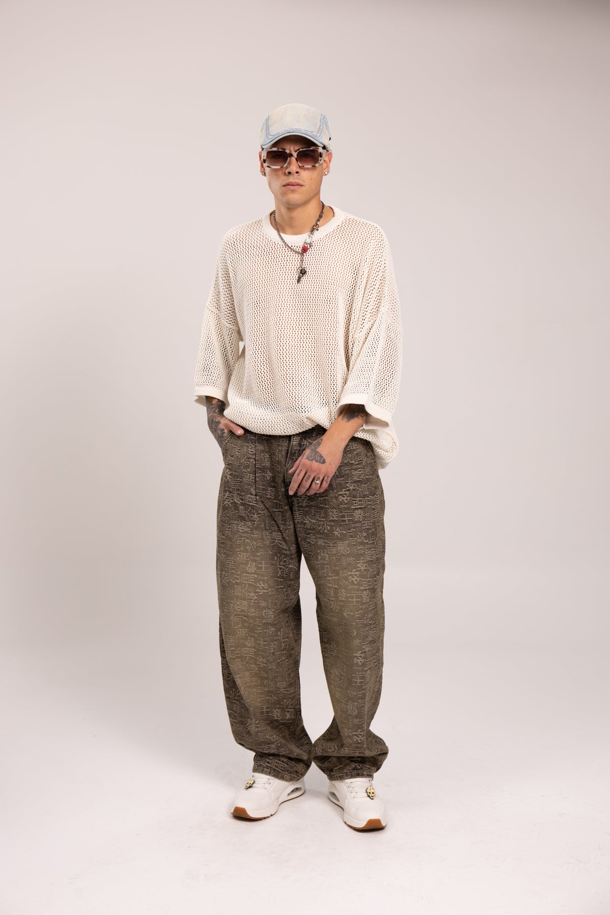 Pantalón Baggy Jacquard Shangai para Hombre - con Caligrafía Oriental Estilo Streetwear