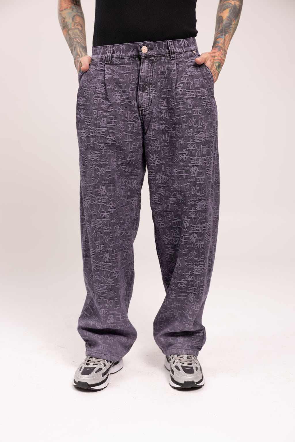 Pantalón Baggy Jacquard Shangai para Hombre - con Caligrafía Oriental Estilo Streetwear