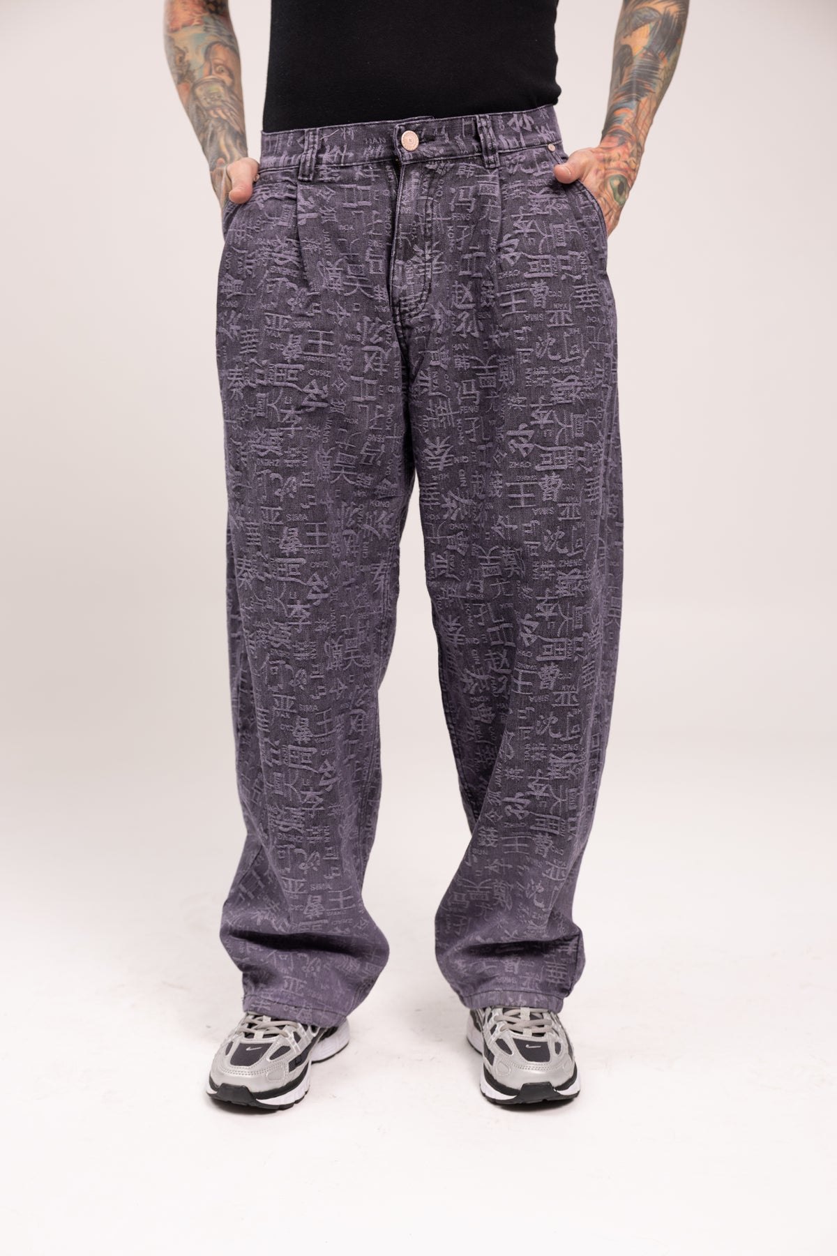 Pantalón Baggy Jacquard Shangai para Hombre - con Caligrafía Oriental Estilo Streetwear