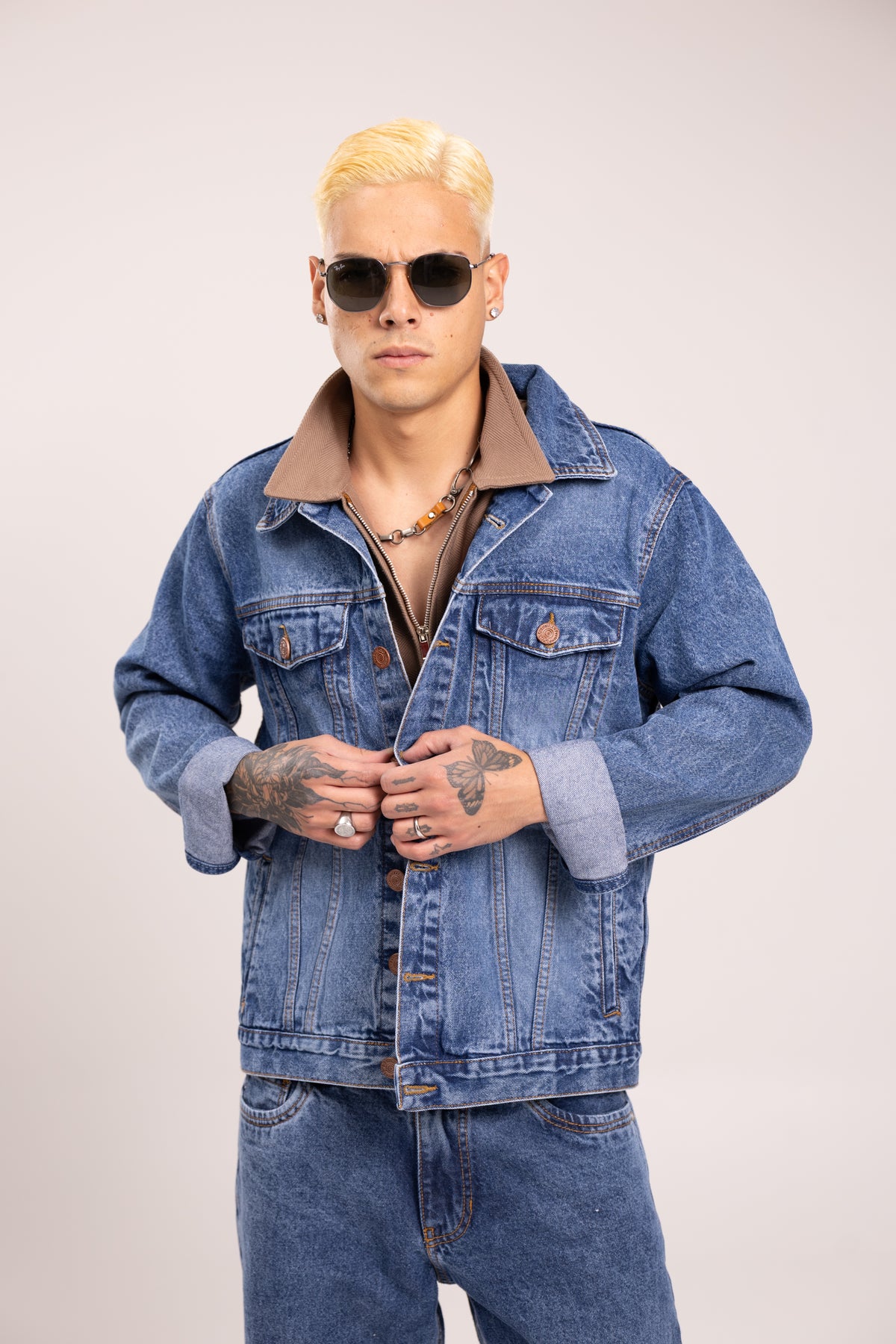 Chaqueta Denim para Hombre - Cazadora de Mezclilla Oversize Lavado Clásico Trucker Jacket