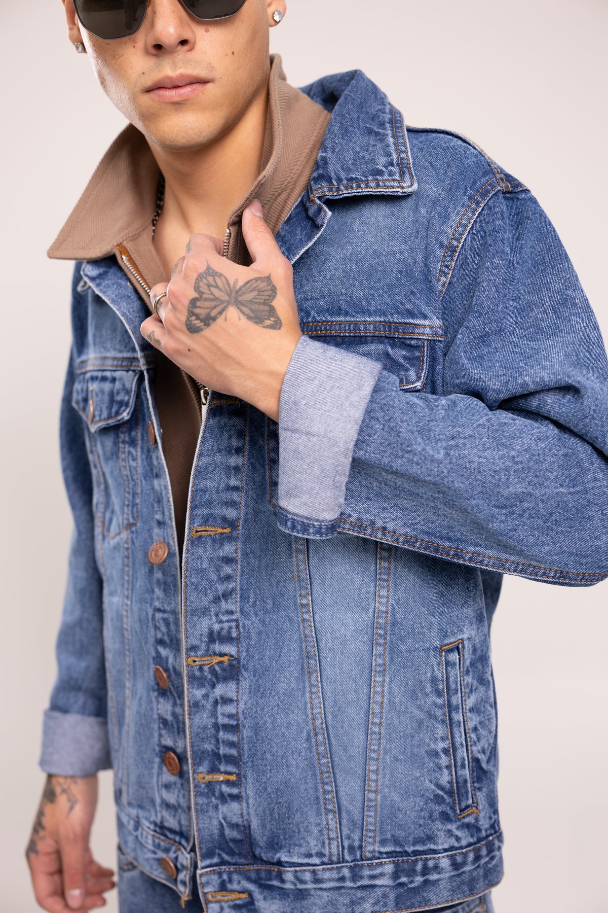 Chaqueta Denim para Hombre - Cazadora de Mezclilla Oversize Lavado Clásico Trucker Jacket