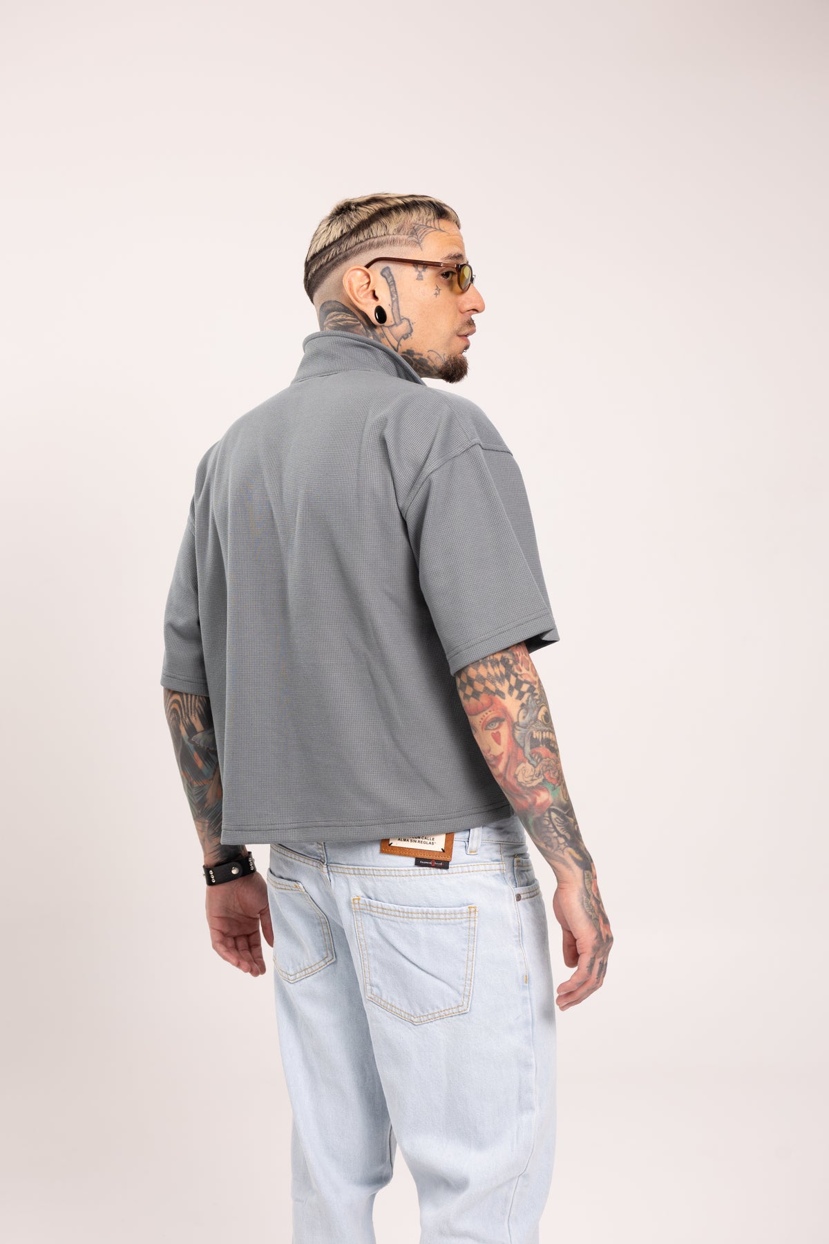 Camiseta Polo Boxy Fit con Media Cremallera para Hombre - Camisa Polo Oversize Texturizada Half-Zip Manga Corta Estilo Streetwear Minimal