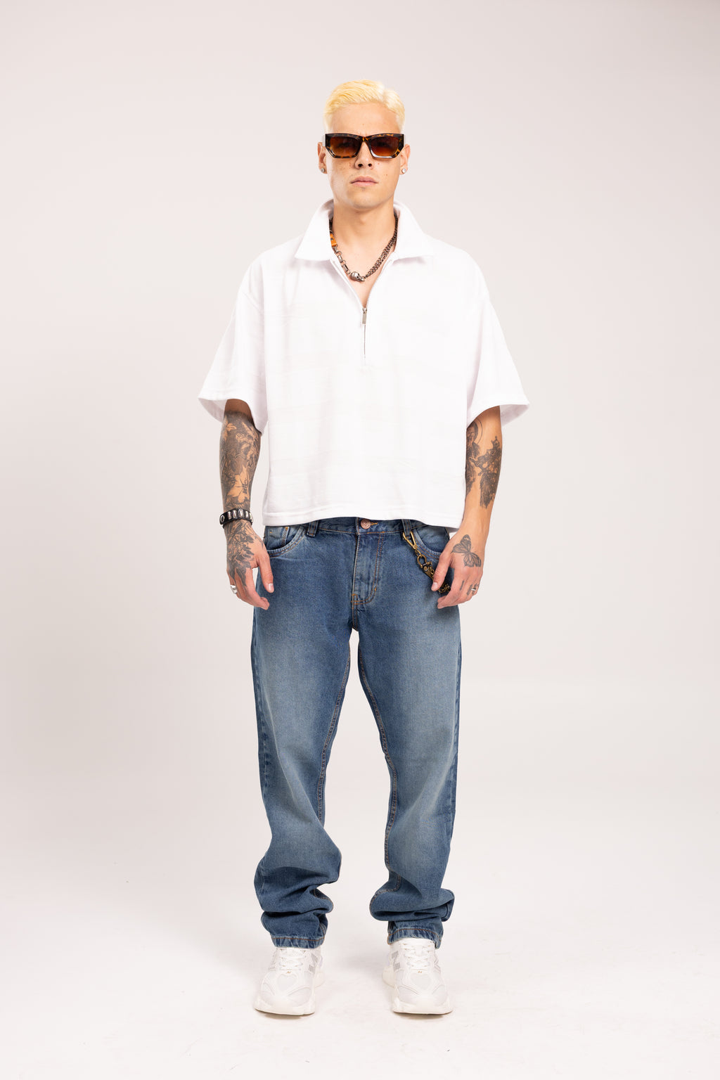 Camiseta Polo Boxy Fit con Media Cremallera para Hombre - Camisa Polo Oversize Texturizada Half-Zip Manga Corta Estilo Streetwear Minimal