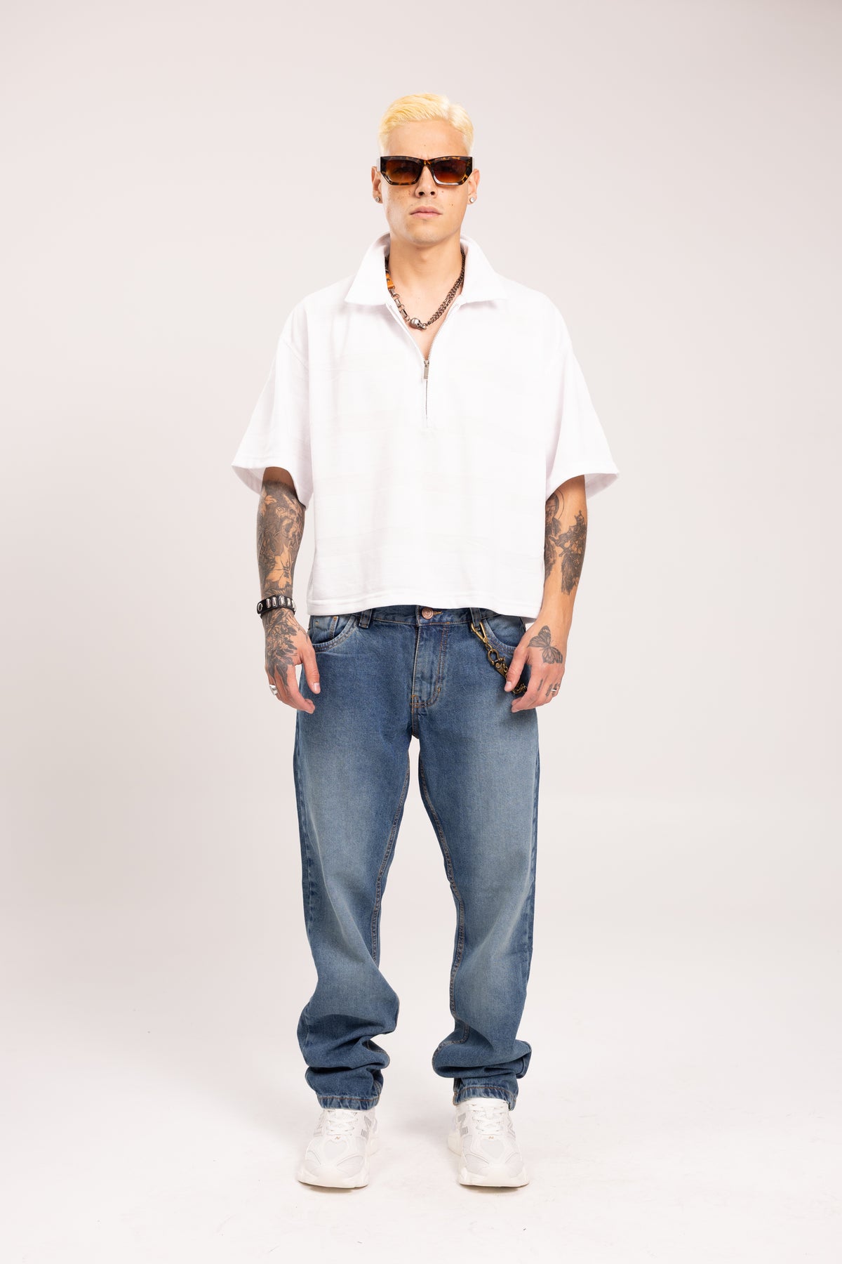 Camiseta Polo Boxy Fit con Media Cremallera para Hombre - Camisa Polo Oversize Texturizada Half-Zip Manga Corta Estilo Streetwear Minimal