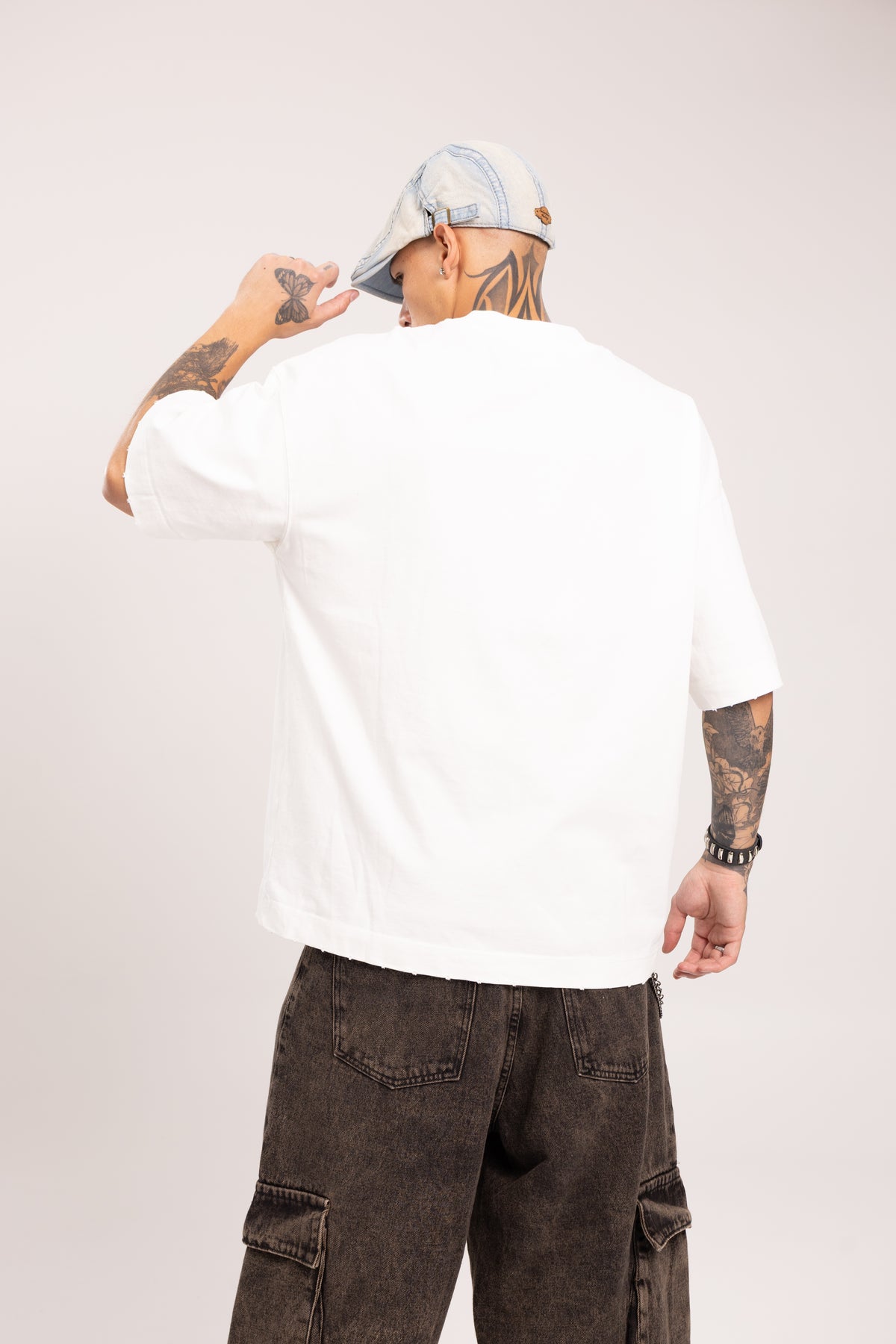 Camiseta Oversize Heavyweight con Bordes Crudos para Hombre - Camiseta Básica Boxy Fit Crudo en Algodón Pesado Estilo Streetwear