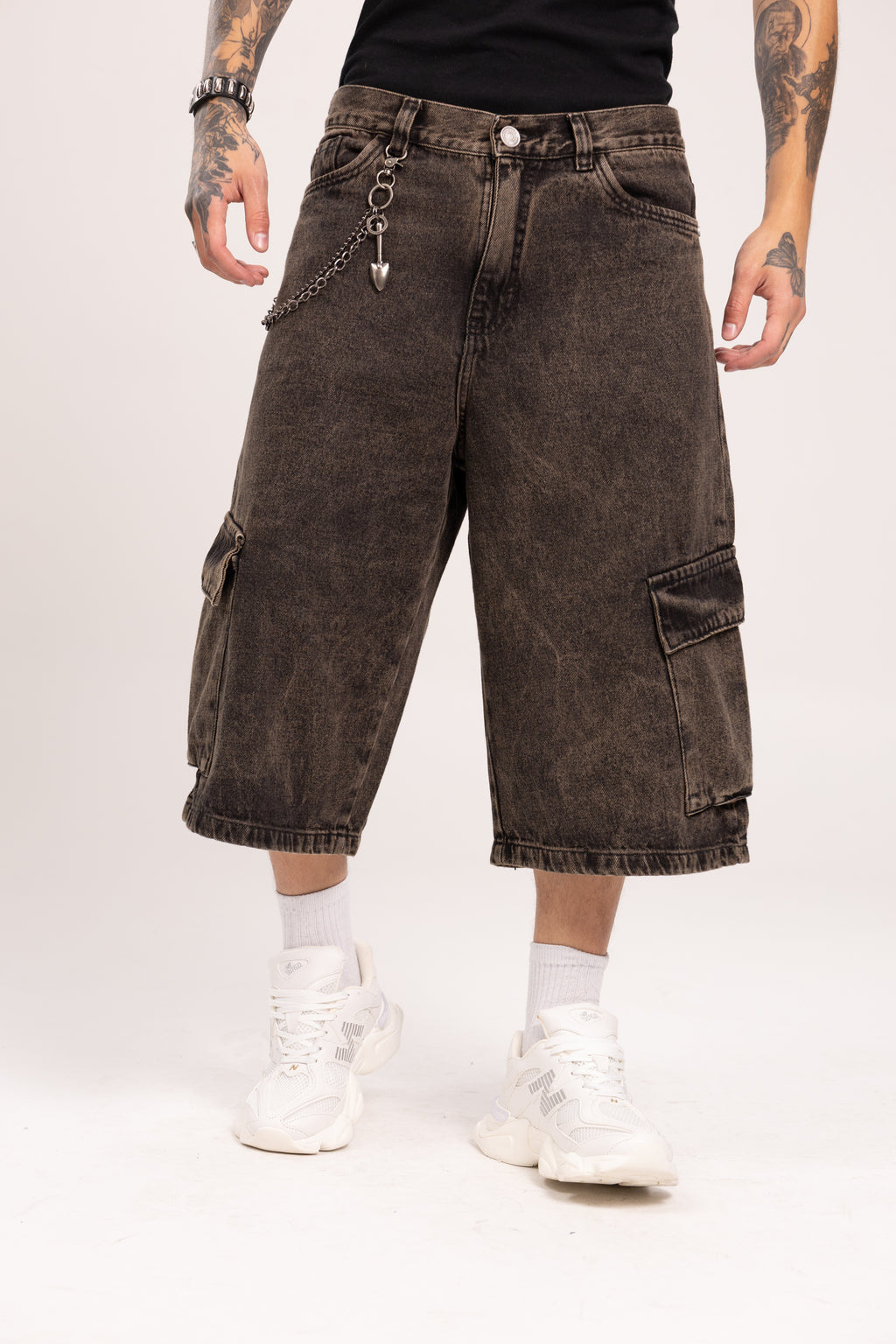 Jorts Cargo Baggy para Hombre - Bermudas de Mezclilla Lavado Ácido Estilo Skate Y2K