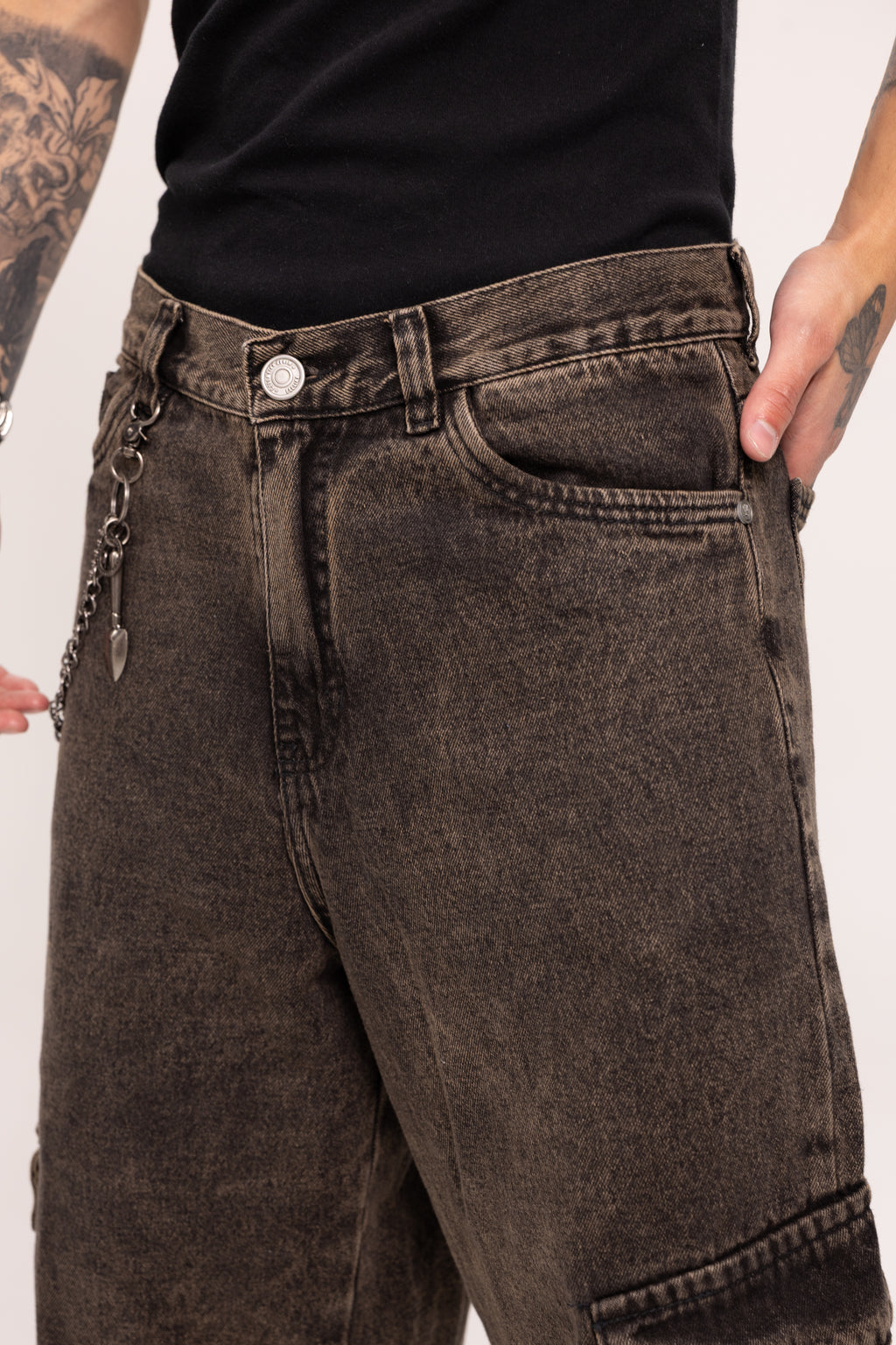 Jorts Cargo Baggy para Hombre - Bermudas de Mezclilla Lavado Ácido Estilo Skate Y2K