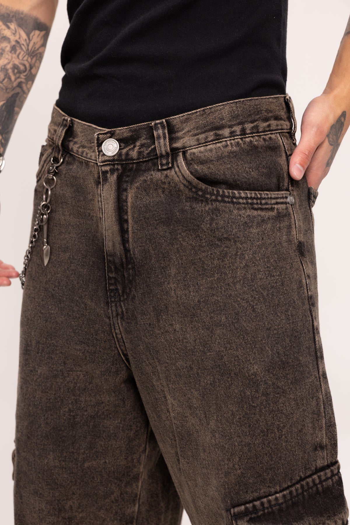 Jorts Cargo Baggy para Hombre - Bermudas de Mezclilla Lavado Ácido Estilo Skate Y2K
