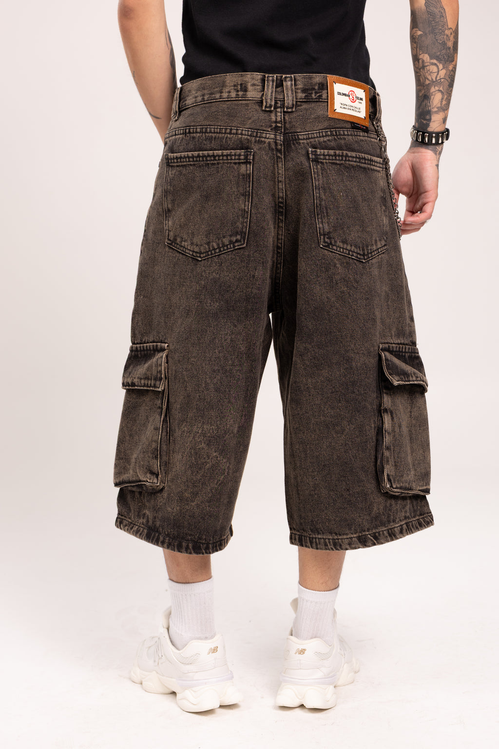 Jorts Cargo Baggy para Hombre - Bermudas de Mezclilla Lavado Ácido Estilo Skate Y2K