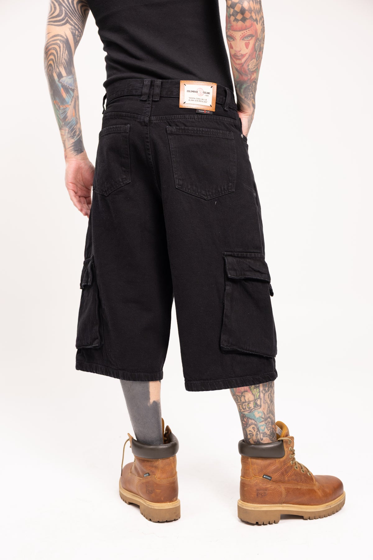 Jorts Cargo Baggy para Hombre - Bermudas de Mezclilla Lavado Ácido Estilo Skate Y2K