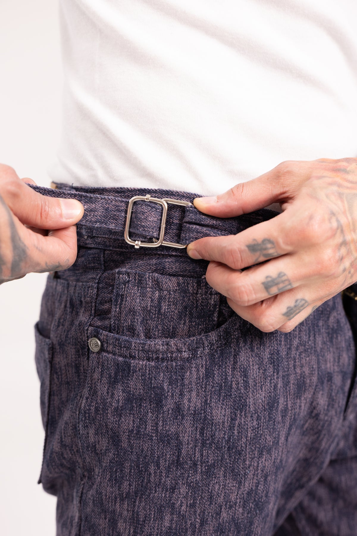 Pantalón Flared Jacquard para Hombre - Jean Azul Bota Campana Estilo Retro Y2K de Autor