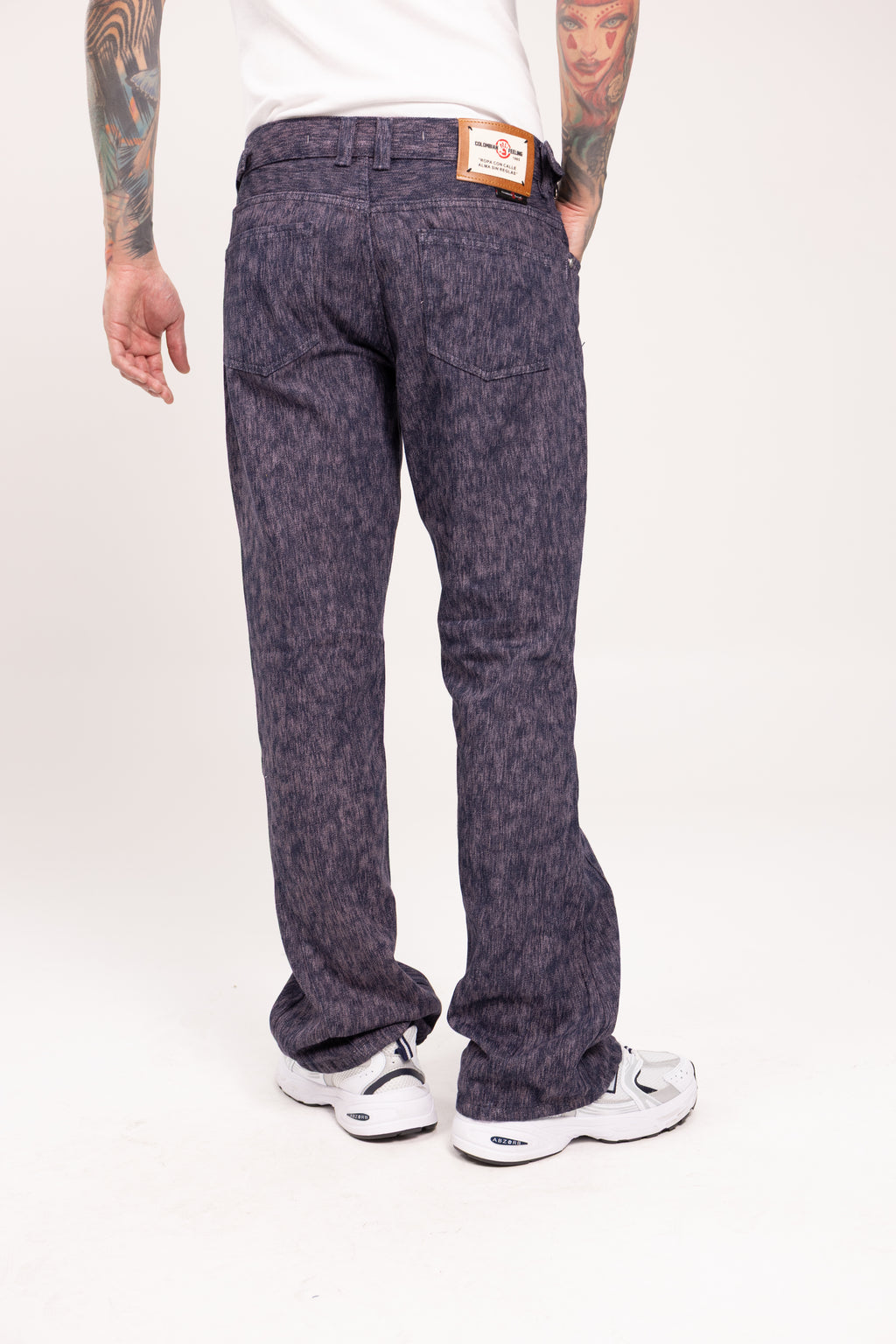 Pantalón Flared Jacquard para Hombre - Jean Azul Bota Campana Estilo Retro Y2K de Autor