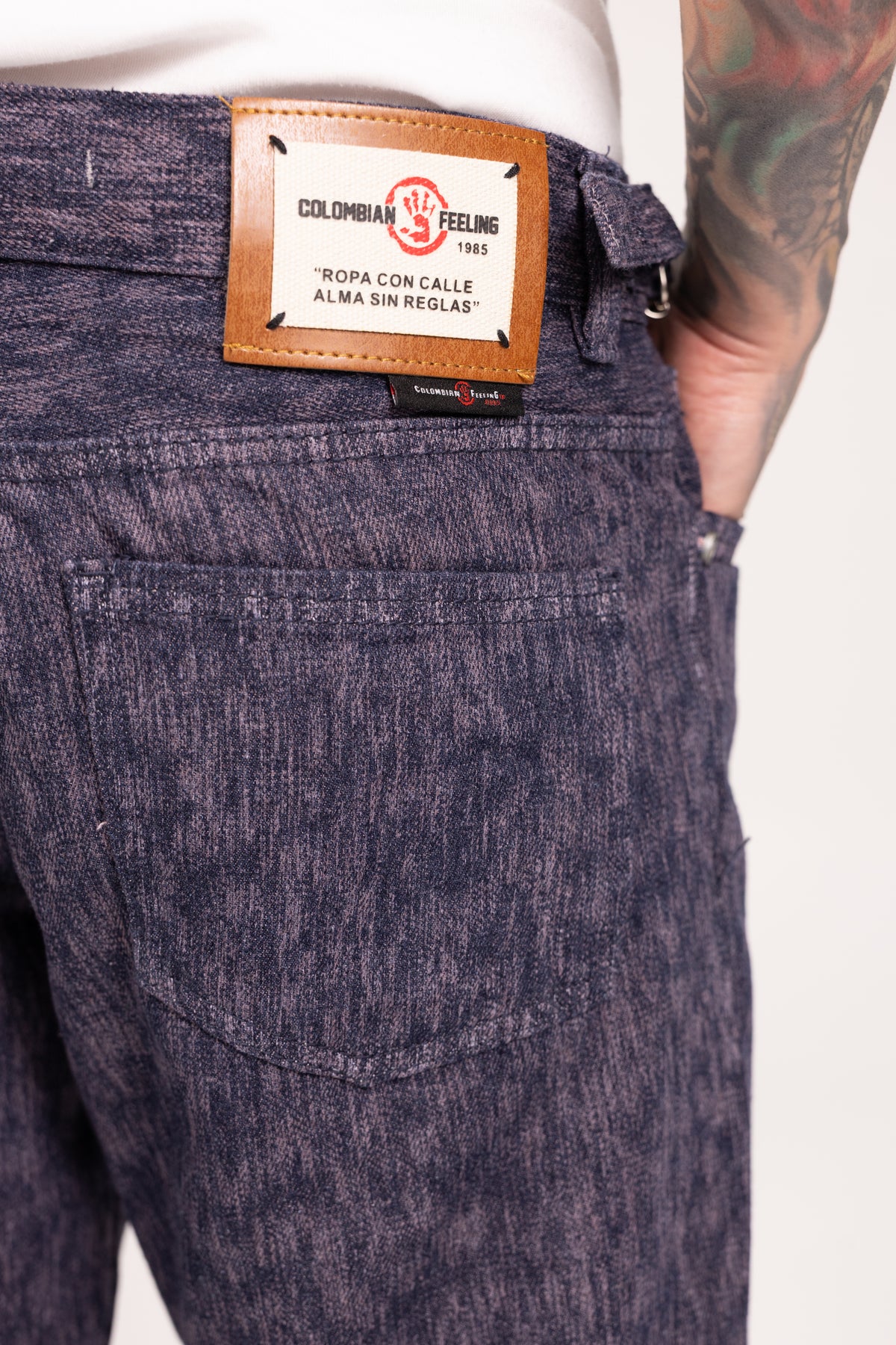 Pantalón Flared Jacquard para Hombre - Jean Azul Bota Campana Estilo Retro Y2K de Autor