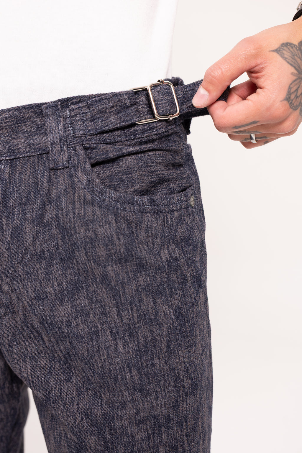 Pantalón Flared Jacquard para Hombre - Jean Azul Bota Campana Estilo Retro Y2K de Autor