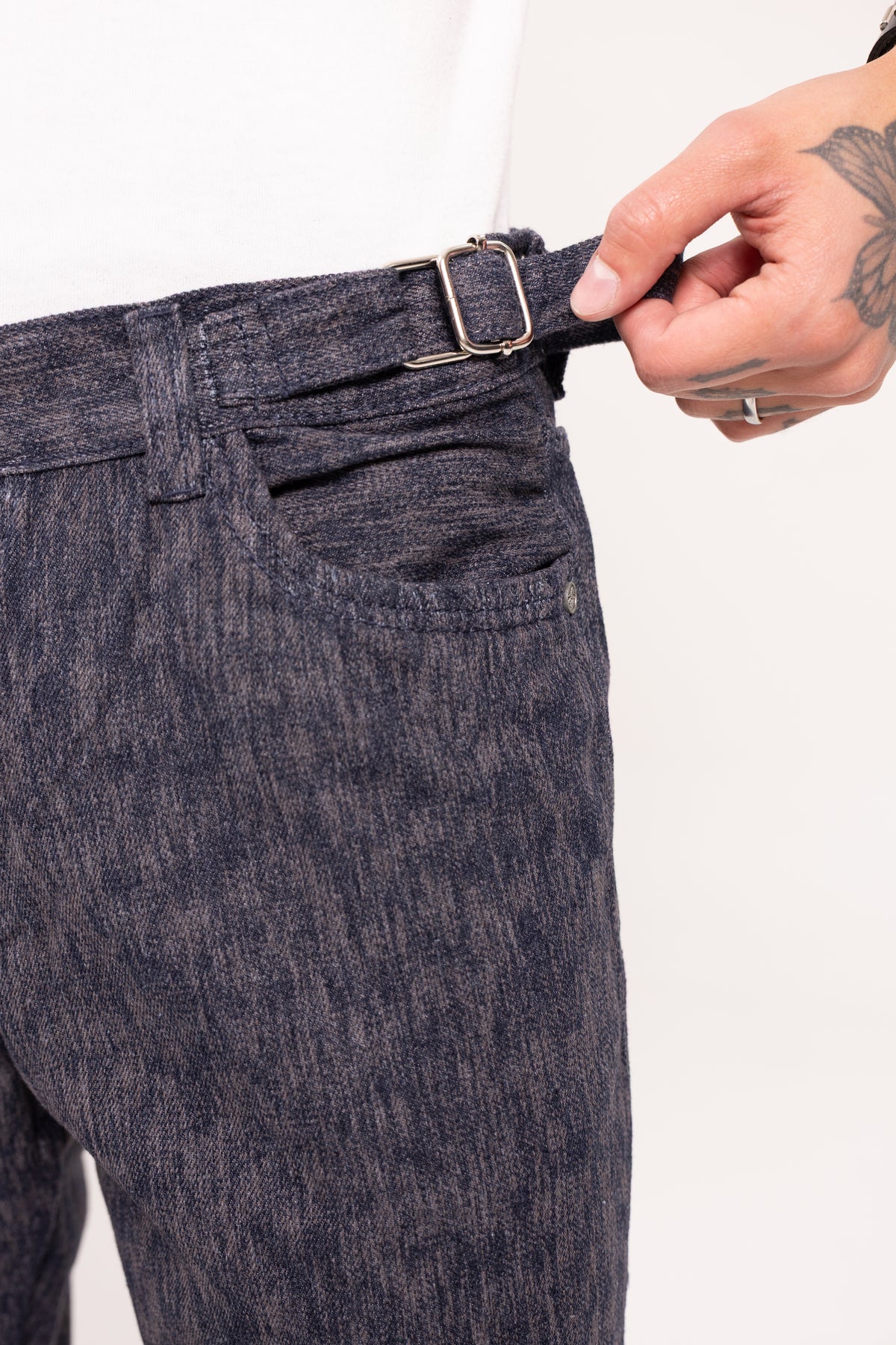 Pantalón Flared Jacquard para Hombre - Jean Azul Bota Campana Estilo Retro Y2K de Autor