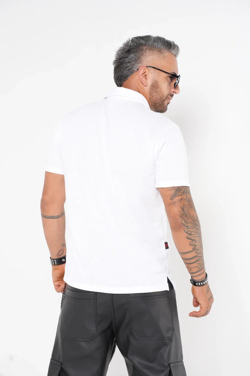 Camisa blanca Manga Corta Tejido Waffle - Estilo Casual Urbano