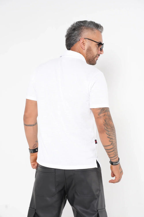 Camisa blanca Manga Corta Tejido Waffle - Estilo Casual Urbano