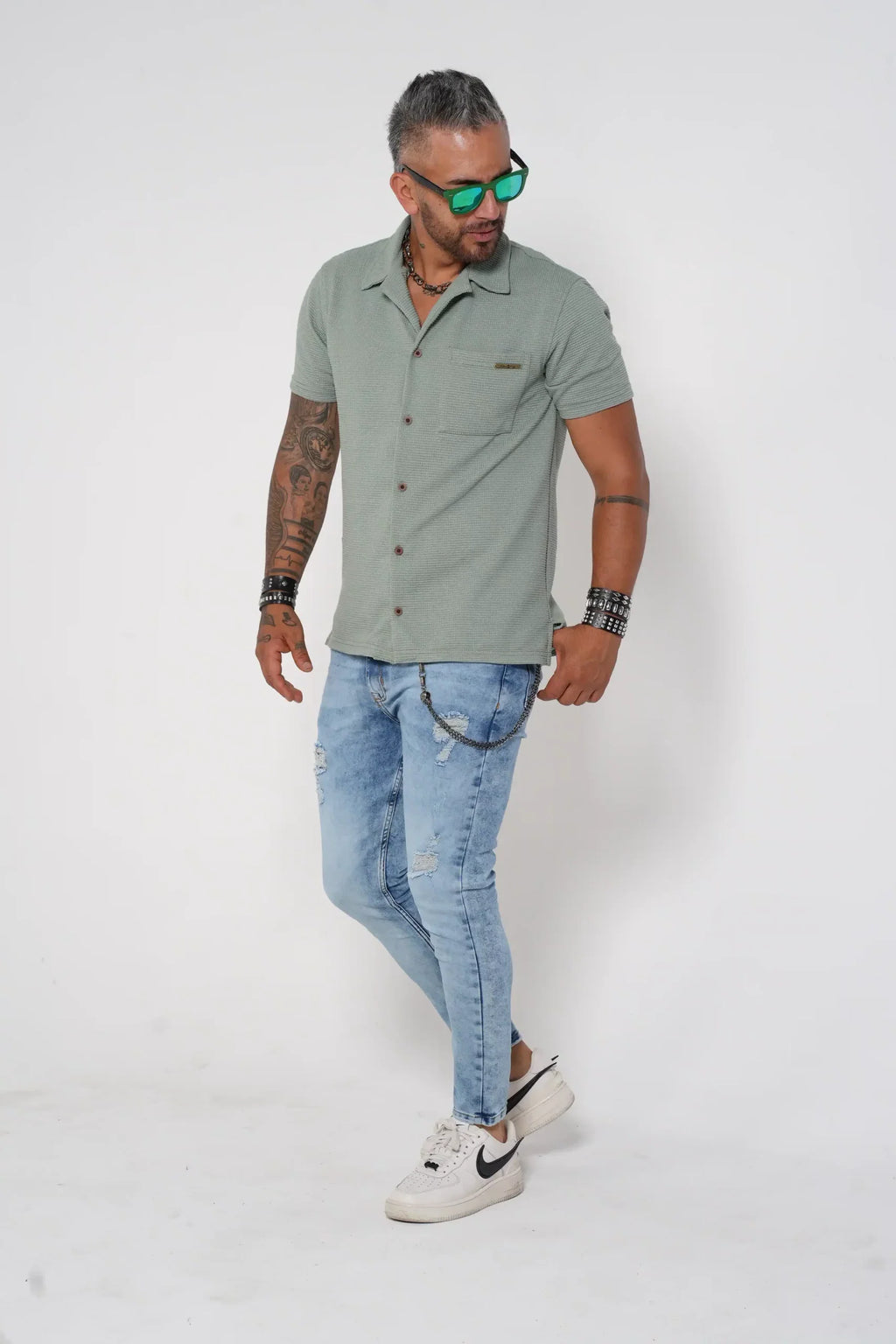 Jeans Skinny Fit Azul dirty con Lavado Medio