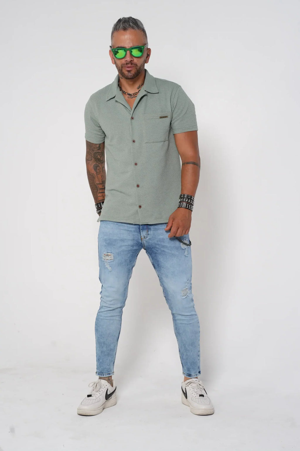 Jeans Skinny Fit Azul dirty con Lavado Medio