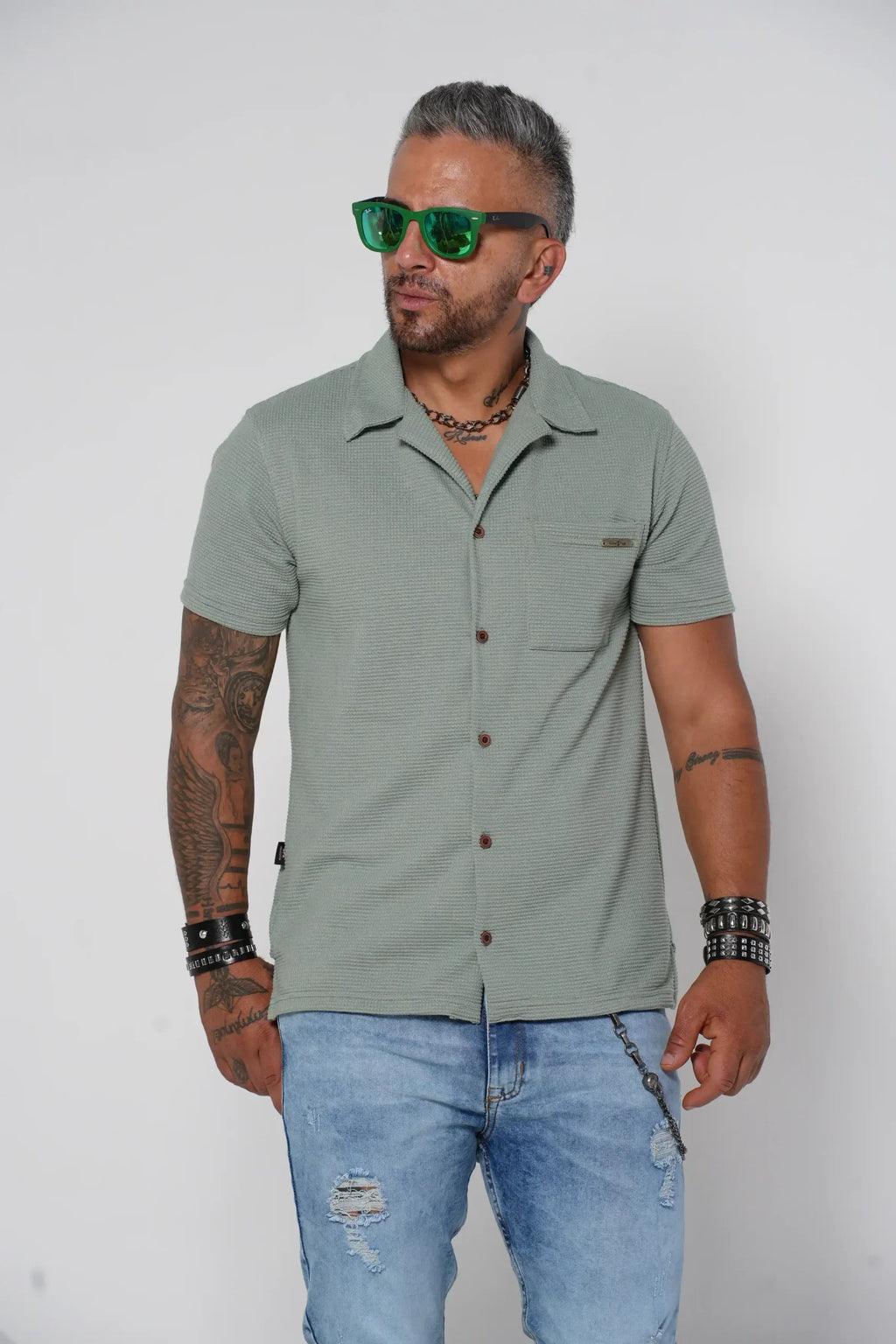 Camisa color verde Ref. 10