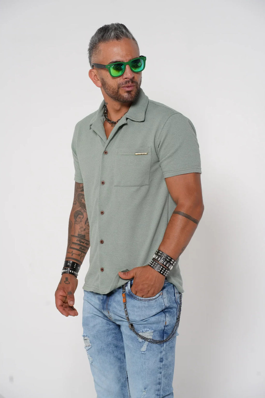 Camisa color verde Ref. 10