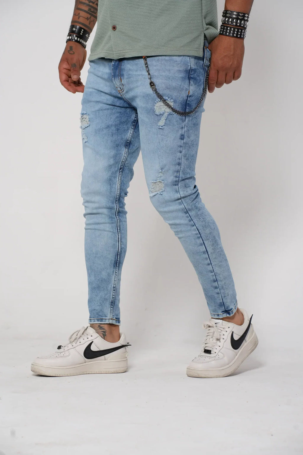 Jeans Skinny Fit Azul dirty con Lavado Medio